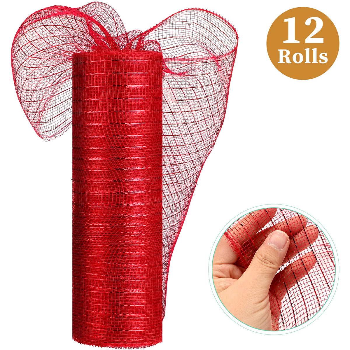 Timgle 12 Rolls 10 Inch Deco Mesh Ribbon for Wreath Making - 120 Yards Total, Metallic Mesh Foil Poly for Spring Summer Crafts, Home Door Wreaths DIY Supplies 30ft Each Roll(Modern Color)