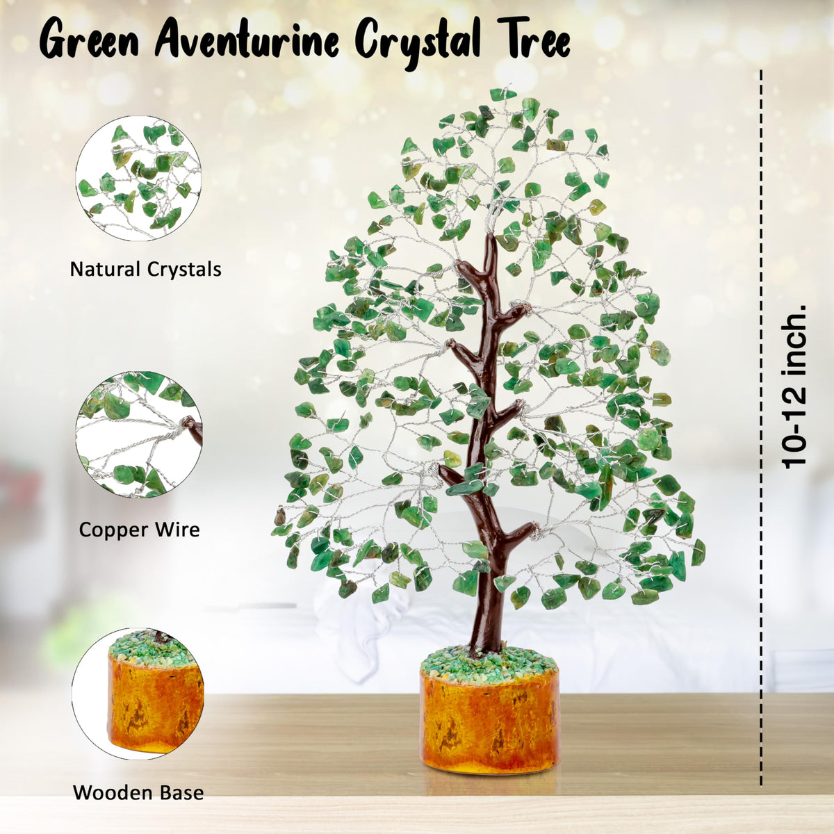 Crocon® Green Aventurine Crystal Tree Of Life, Birthday Gifts For Women & Men, House Decor Healing Crystals Present, Spiritual Gift Room Decor, House Warming Gift New Home, Self Care Mom Birthday Gift