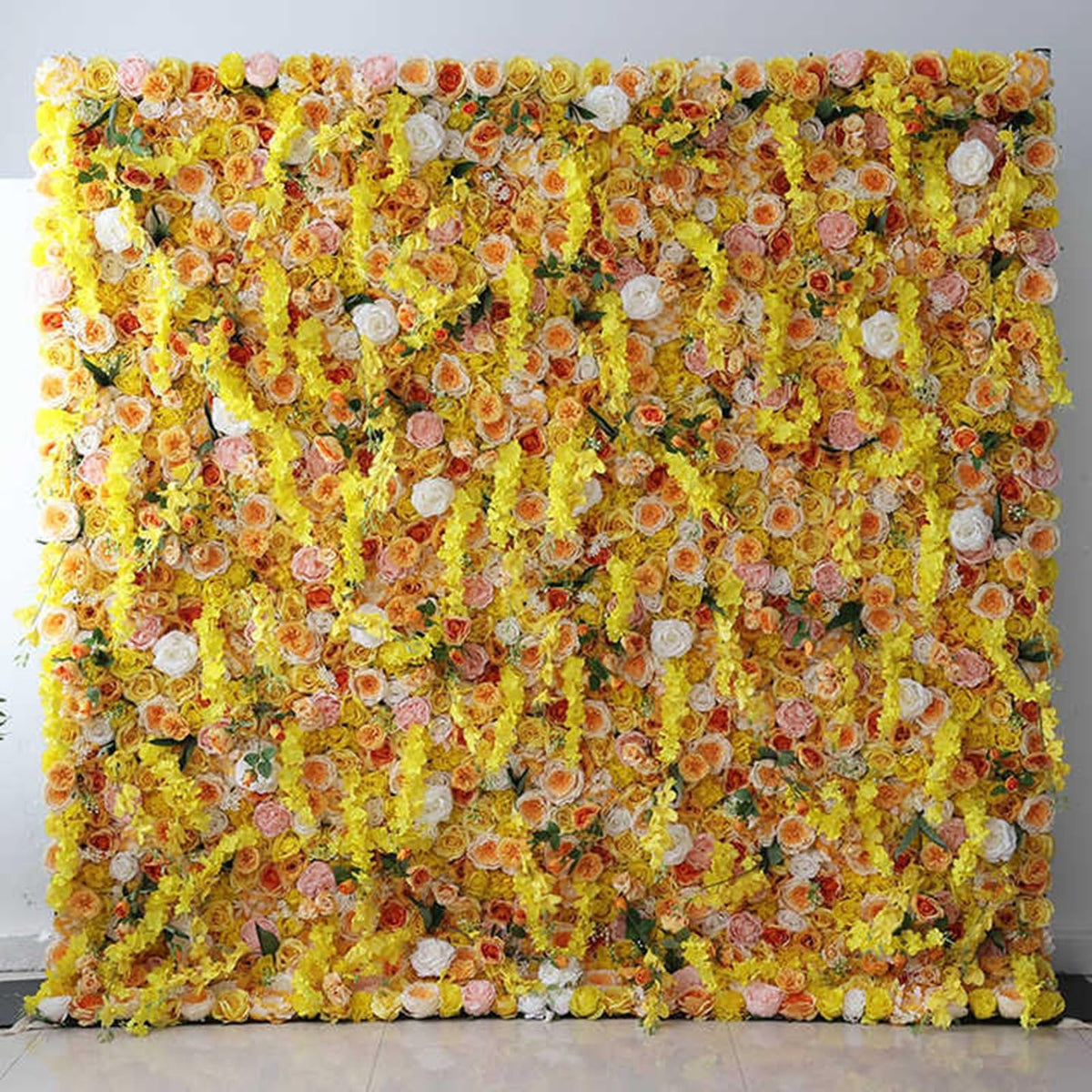 JIIPOREGJ Handmade Yellow Flower Roses Wall Large Artificial Flower Wall Backdrop Panels,Rose Wedding Backdrop 3D Floral Wall Fabric Flower Wall for Party Baby Shower Br,One Color,1m*1m/3.28 * 3.28FT