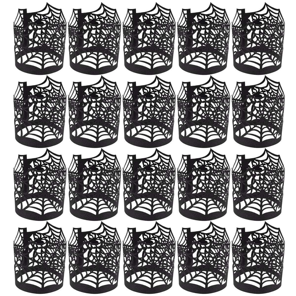 50Pcs Candle Wraps Halloween Tea Light Votive Cut Decorative Wraps Spiderweb Paper Candle Holder for LED Battery Tealight Candles Halloween Party Decorations