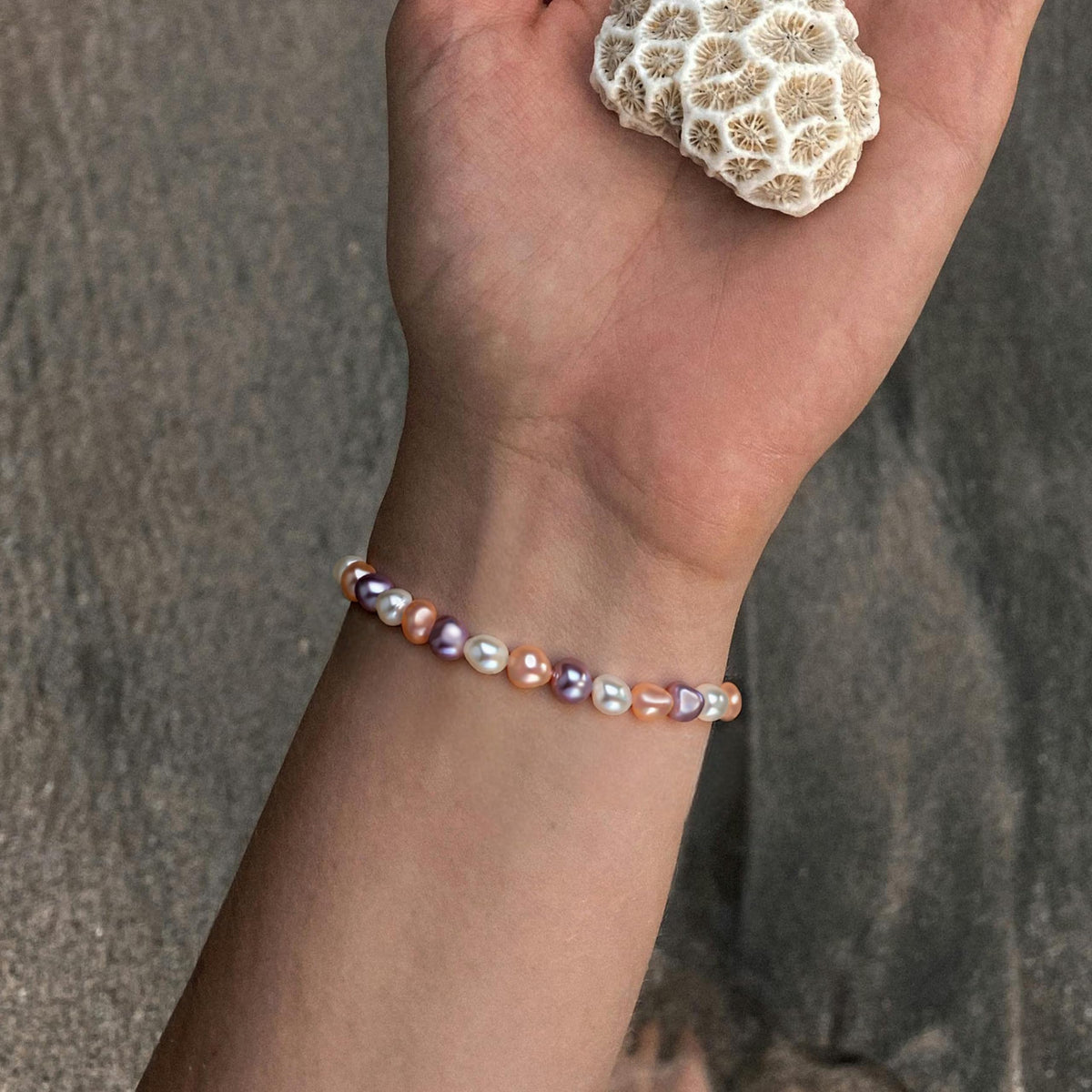 HENGSHENG Natural Baroque Pearls Link Bracelets for Women Freshwater Cultured Pearls Strand Bracelets Handpicked Pearl Elegant Jewelry - Colorful