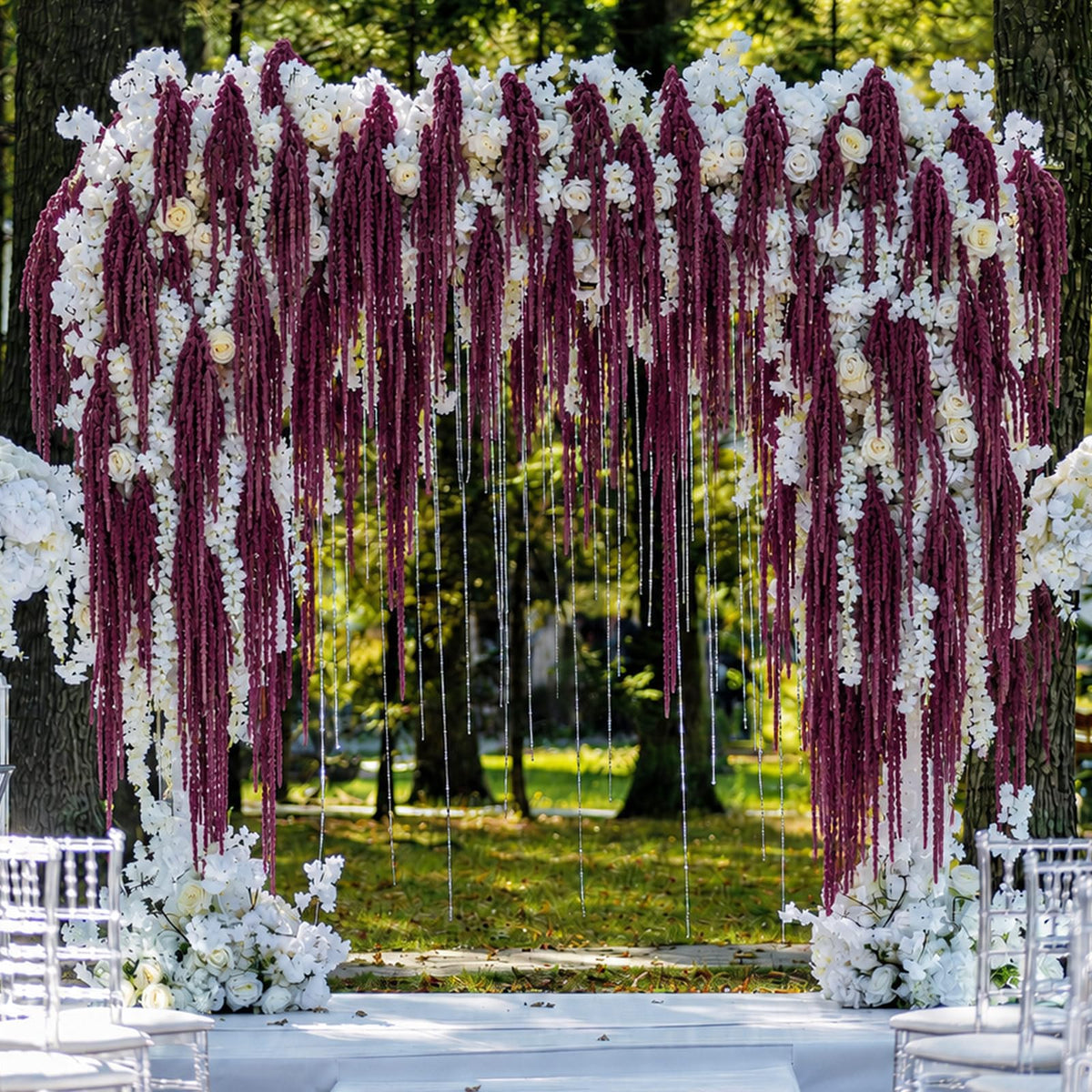 Suncalla 12 Pcs Dark Purple Spring Natural Dried Amaranthus Hanging Flowers Amaranthus Artificial Flowers for Wedding Arch Bouquet Floral Garland Wall Home Decoration (23 Inch)