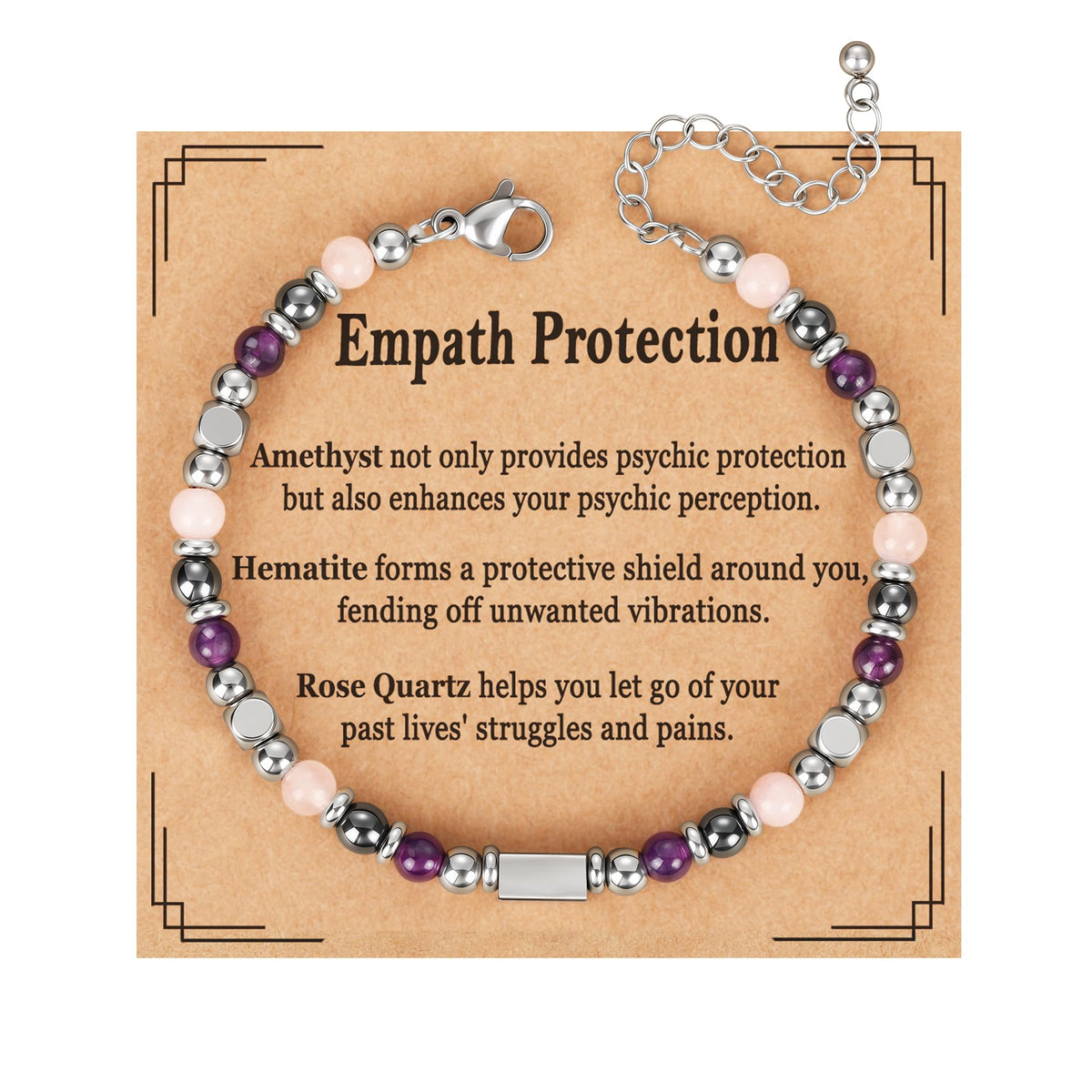 ESPVO Protection Bracelet for Women Gifts Empath Crystals Healing Emf Amethyst Hematite Jewelry Natural Stones Teens