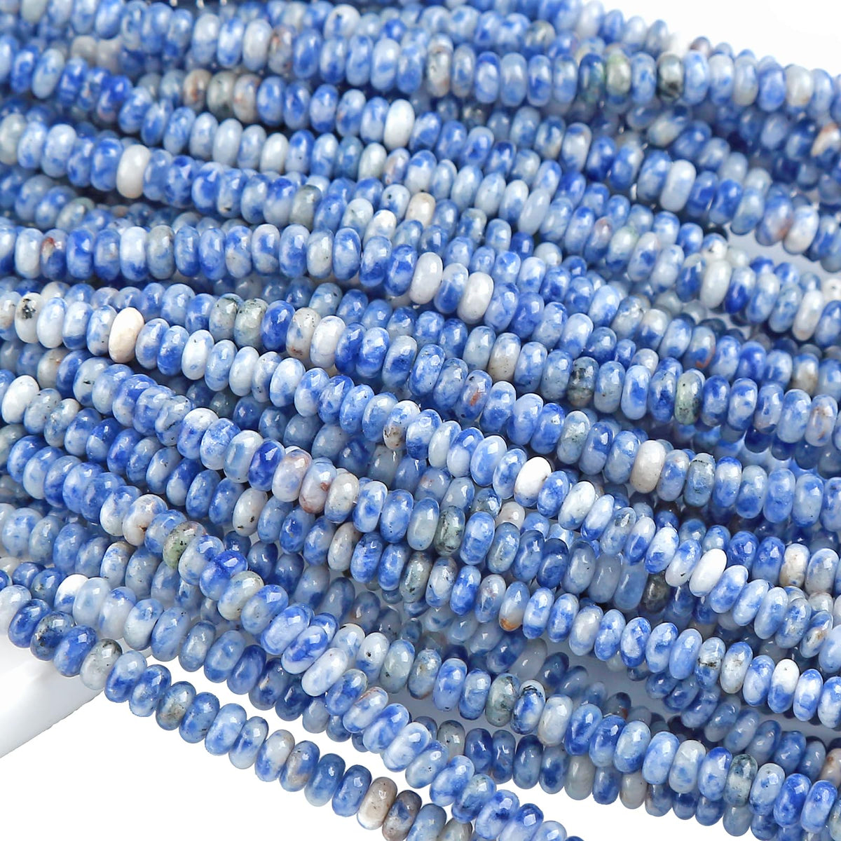 150PCS 2x4mm Natural Blue Sodalite Stone Rondelle Beads Abacus Disk Stone Beads Round Loose Spacer Gemstone Beads for DIY Bracelet Necklace Jewelry Making