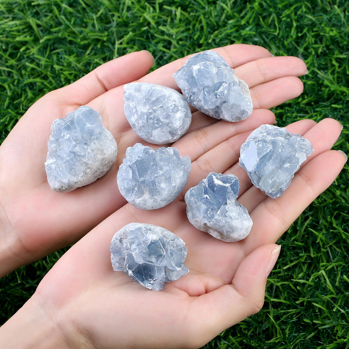 ZHIYUXI Celestite Crystals Aquamarine Stone Rocks Gems Blue Crystal Gemstones Cluster Geodes Raw Crystals Aquamarine Crystals Natural Rock Gem Stones Collection Reiki Geode Energy Balance 1pc 50-70g