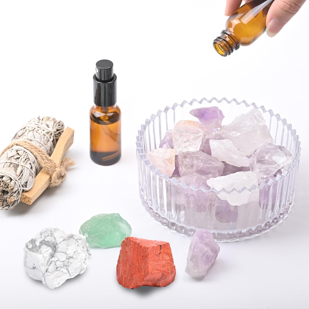 Howlite Raw Stones 1PC, Gemstones Raw Stones and Healing Crystals, Hand Carved Natural Pocket Raw Crystals for Decoration Tumbling, Garden, Home Decor(1.18"-1.97")