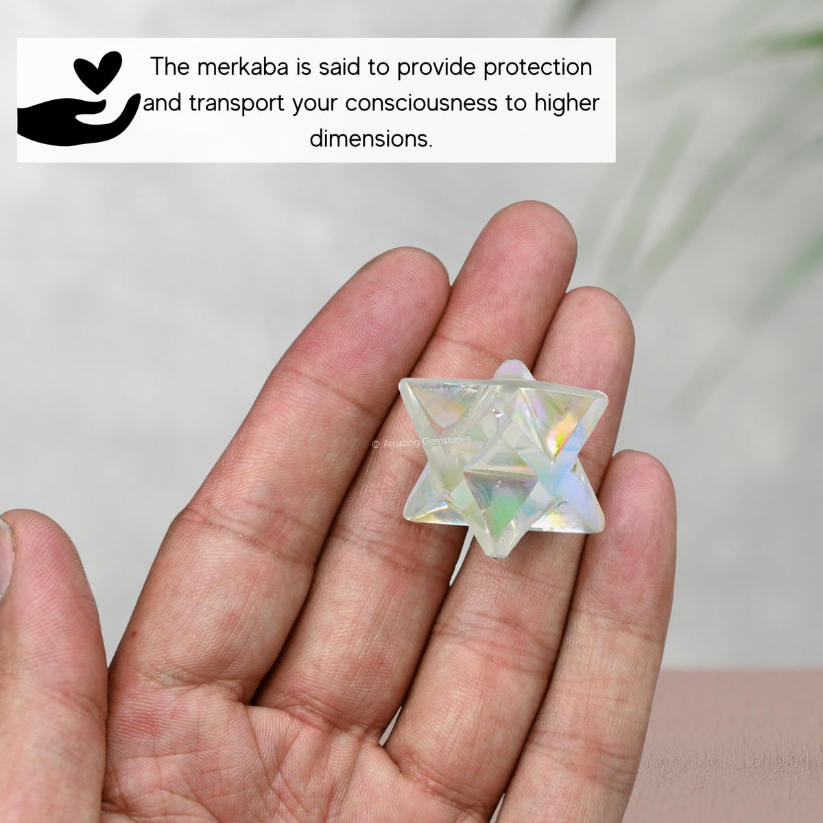 Amazing Gemstone Angel Aura Quartz Merkaba Crystal - 0.75 Inches Metaphysical Merkaba Star for Meditation - Energetic Tetrahedron Crystal and Healing Stones for Spiritual Growth and Healing (15-20mm)