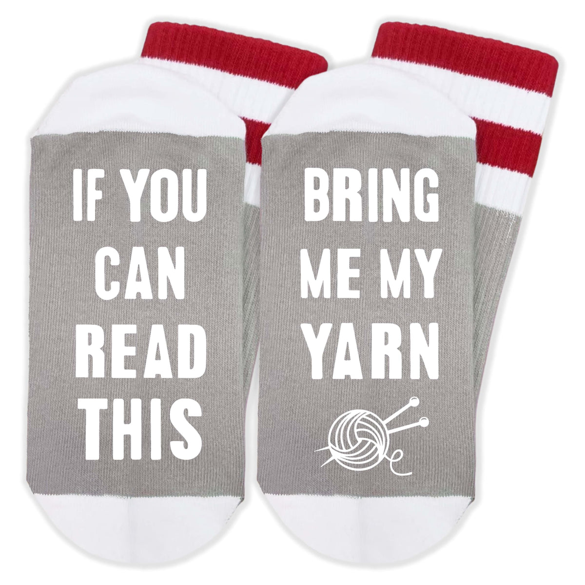 EJGFS Funny Knitting Themed Socks-If You Can Read This, Bring Me My Yarn-Socks Gifts for Grandma, Mom, Favors for Birthday, Christmas, Thanksgiving, Mother’s Day, etc. (074)