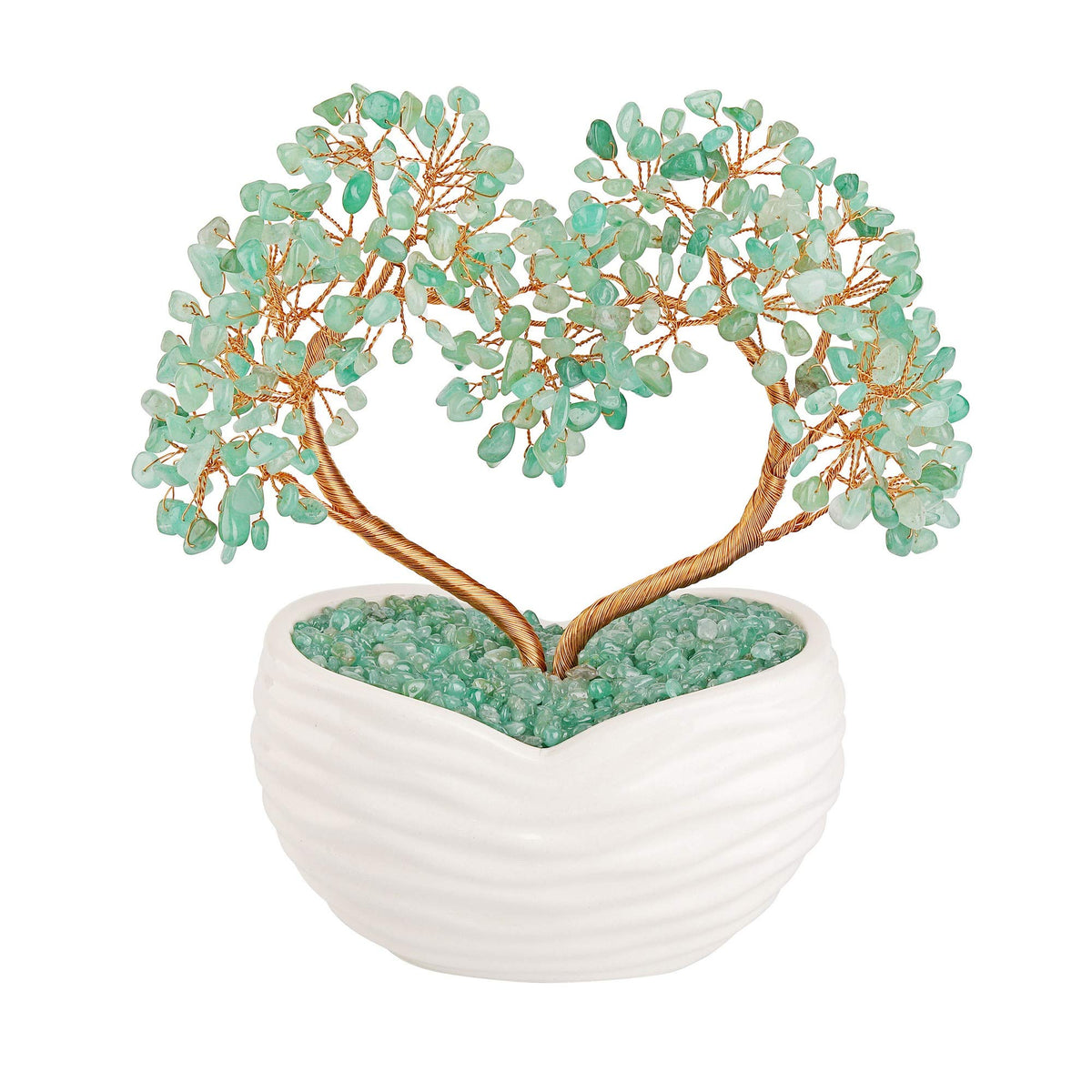 GEHECRST Green Aventurine Tree Healing Crystals Heart Money Tree Reiki Gemstones Quartz Bonsai Trees Feng Shui Crystal Ornament for Home Desk Yoga Decor Healing Crystal Gifts for Mom