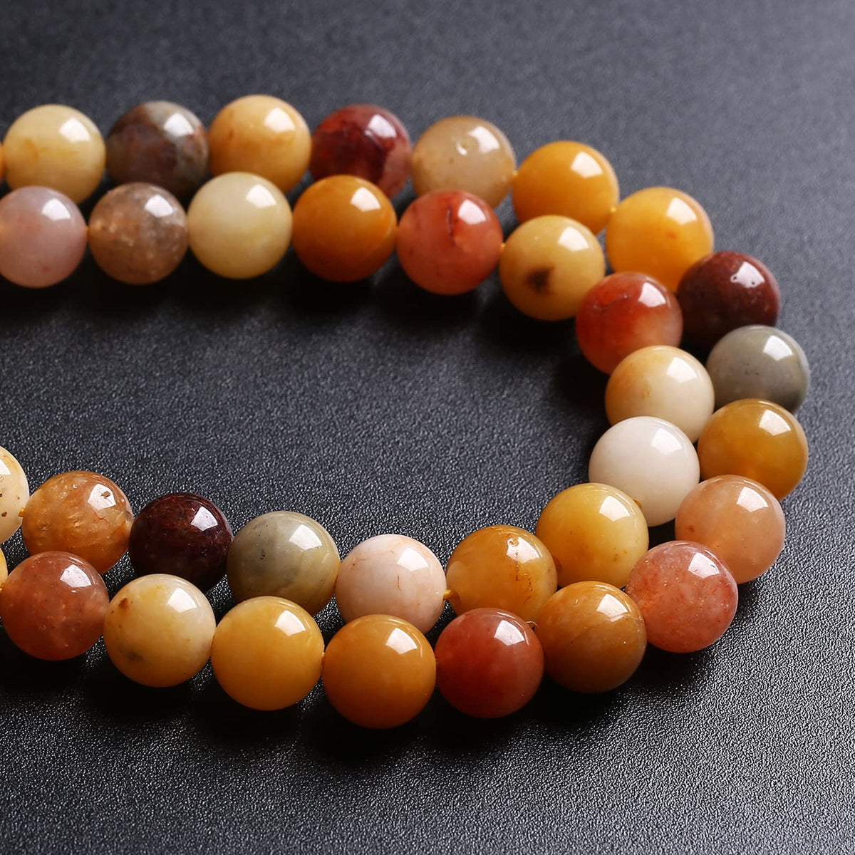 8MM 46PCS Natural Stone Golden Thread Jade Crystal Loose Beads for Jewelry Making DIY Bracelet Necklace 1 Strand 15’’