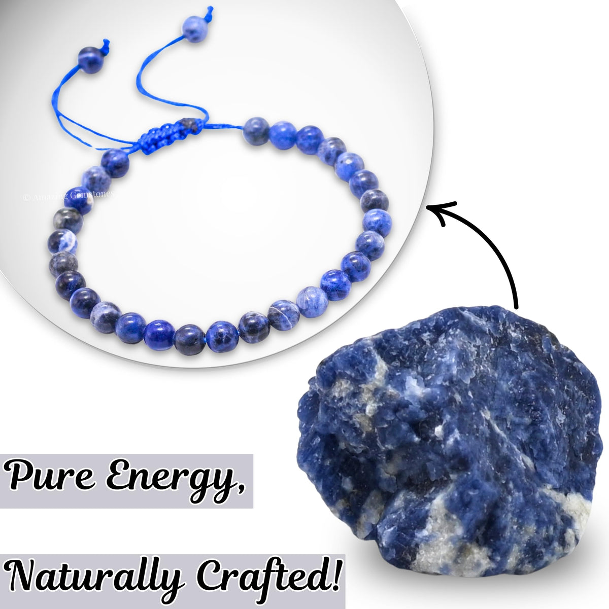 Amazing Gemstone Sodalite Bracelet for Women Men's Gifts - Protection Healing Crystal Bracelet - 6mm Gemstone Beaded Adjustable Bracelet