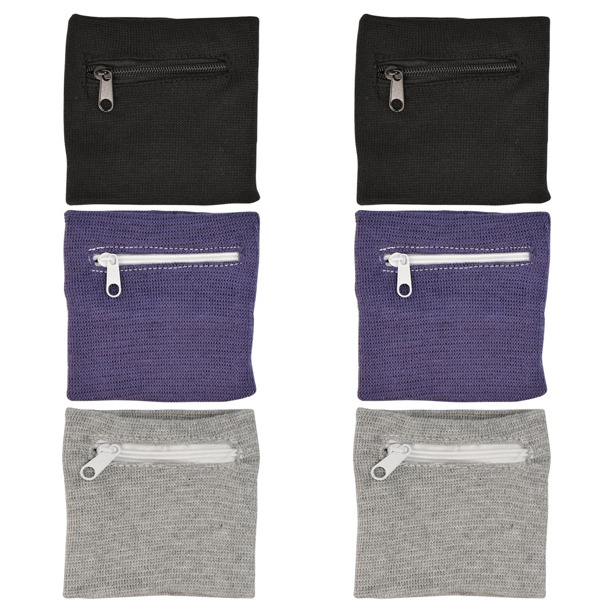 6Pcs Wrist Wallet with Zipper, Cotton Absorb Sweatband Zipper Wrist Pouch for Keys/ID Cards/Cash, Sweat Wristbands Women Men Outdoor for Running/Walking/Basketball/Football/Tennis/Hiking/Workout