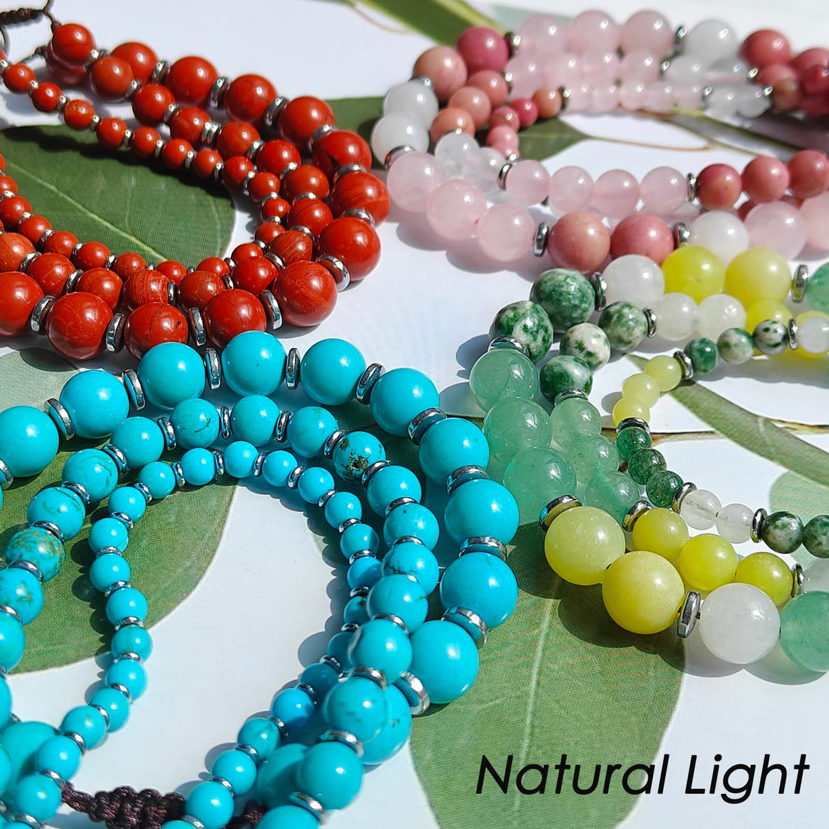 CHCCOYE 8mm Handmade Adjustable Natural Gemstone Crystal Bracelet Healing Power Energy Inspirational Gifts with Card for Unisex (Seven Chakra Stones)