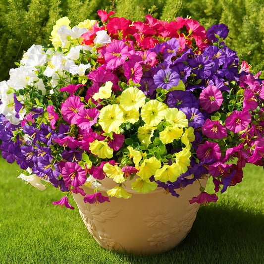 Fanfantoey 16 pcs Artificial Flowers for Outdoors, UV Resistant Fake Flowers Outside Decoration, Realistic Faux Silk Morning Glory Fake Plants for Planter Outside Decor (20, 5 Mixed)