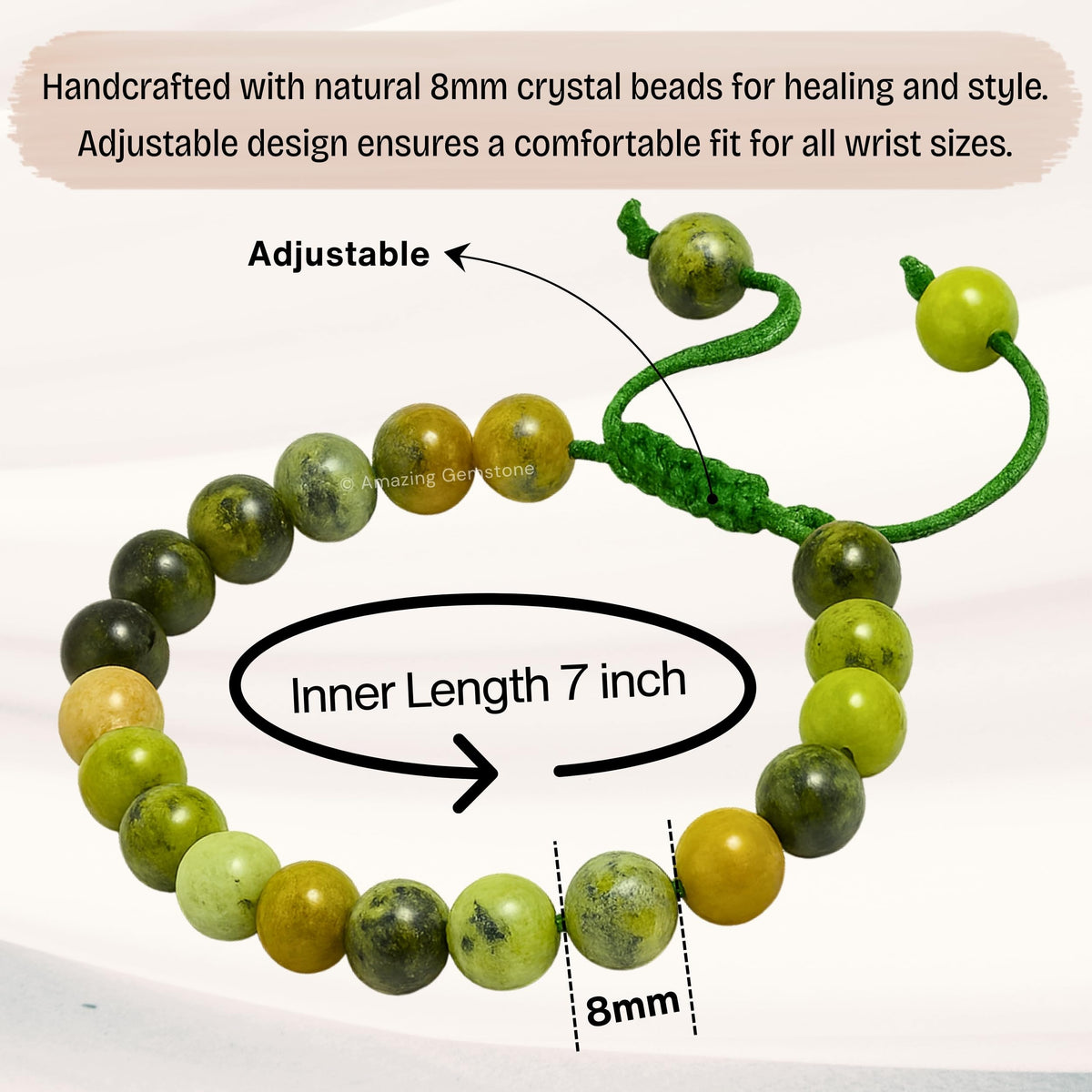Amazing Gemstone Chrysoprase Bracelet, Gifts For Men & Women - Protection Healing Crystal Bracelet - 8mm Gemstone Beaded Adjustable Bracelet, Pulseras Para Hombres Mujer Stocking Stuffers