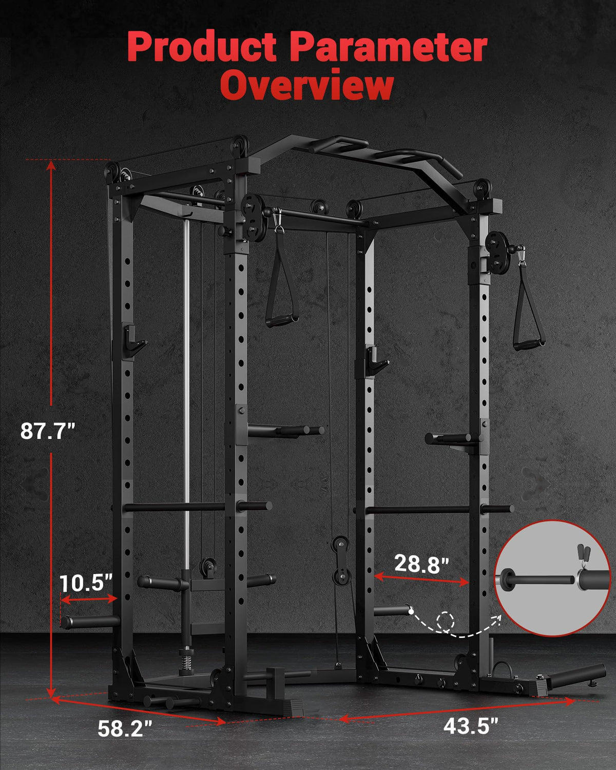 GarveeLife Power Cage, Multi-Functional Power Racks for Home Gym with Cable Crossover System, 1600 LBS Weight Capacity Fitness Squat Rack for Strength Workout with Training Attachment, Black