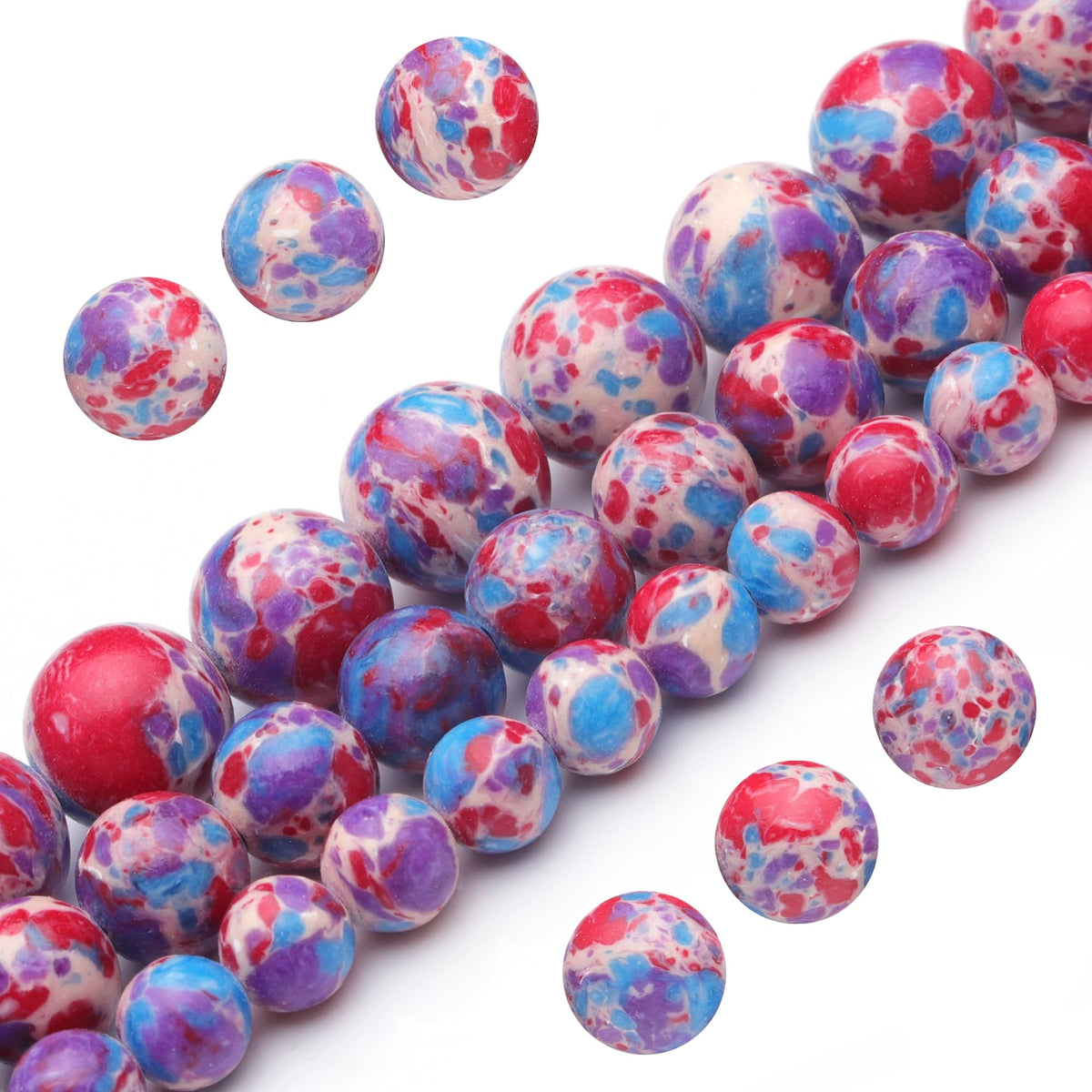 Youngbling Natural Gemstone Beads for Jewelry Making,8mm Blue-Purple Imperial Jasper Polished Round Smooth Stone Beads for Bracelet Necklace 15 Inch