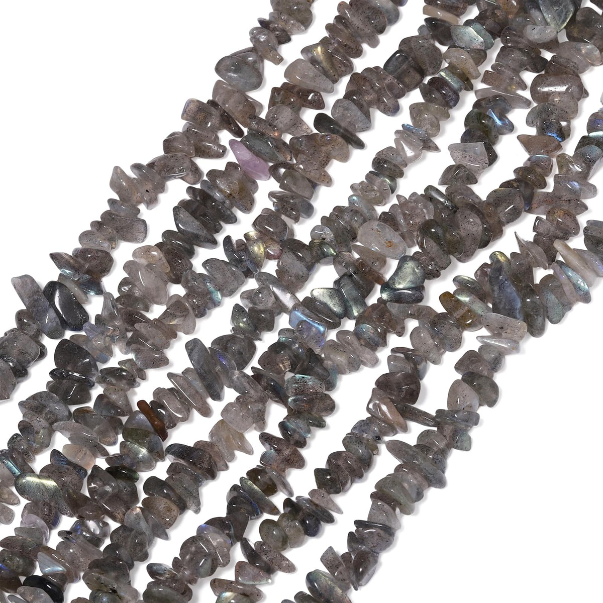 30in Labradorite Natural Chip Stone Beads 5-8mm About 230pcs, Irregular Drilled Gray Bead for Bracelets Jewelry Making Supplies for Adults, DIY Crafts.