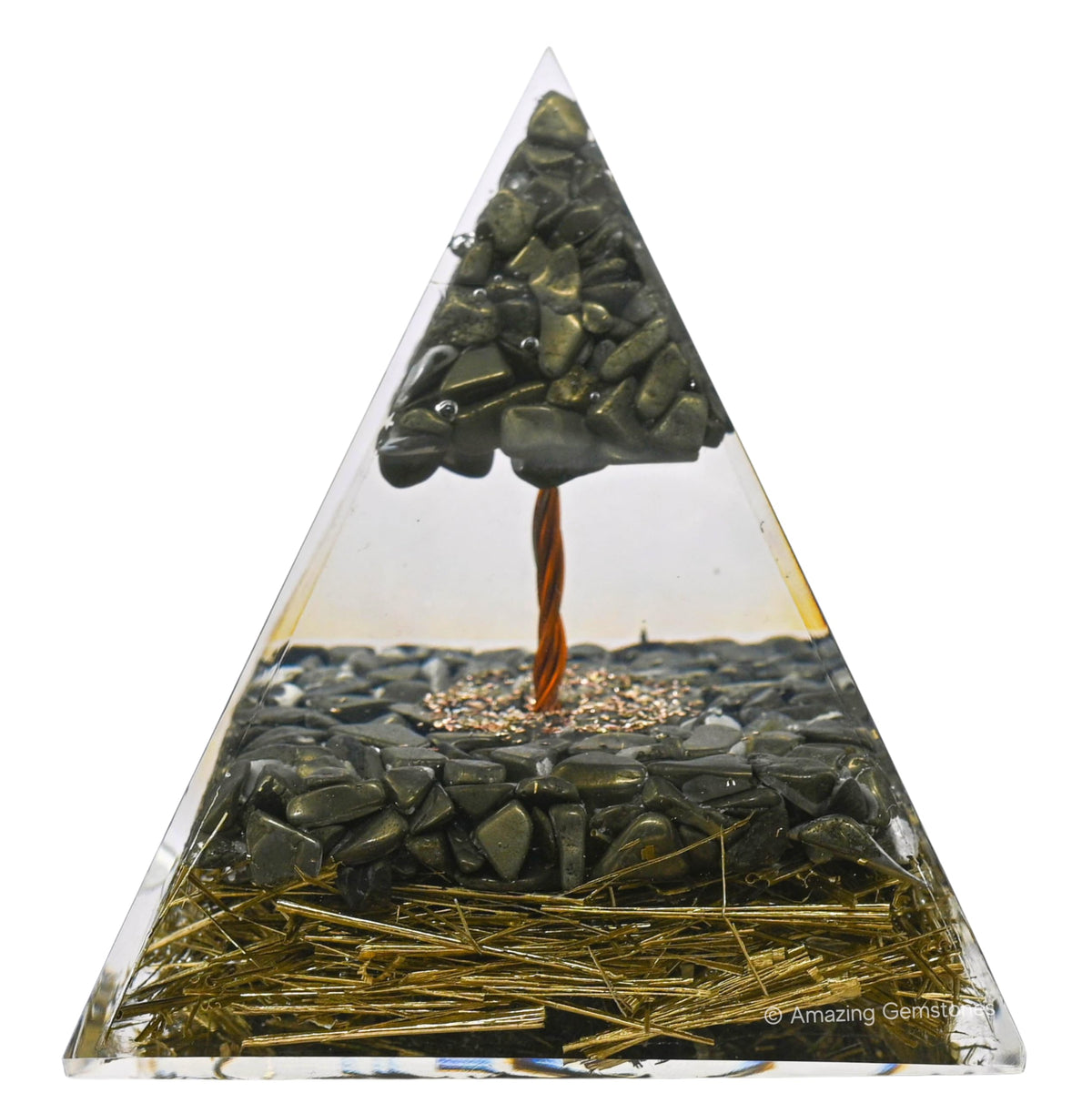 Amazing Gemstone Organite Orgone Pyramid Extra Large 105 MM - Orgone Energy Pyramid with Pyrite Crystals and Healing Stone - Orgonite Pyramids Crystals and Positive Energy