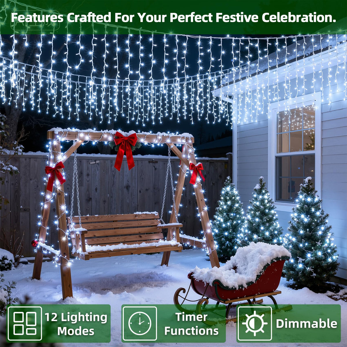 670 LED Christmas Lights with 148 Drops, 66ft 12 Modes Hanging ice String Lights with Timer & Dimmable & Waterproof, Plug-in Fairy Lights for Tree Holiday Wedding Party Christmas Decor Cool White