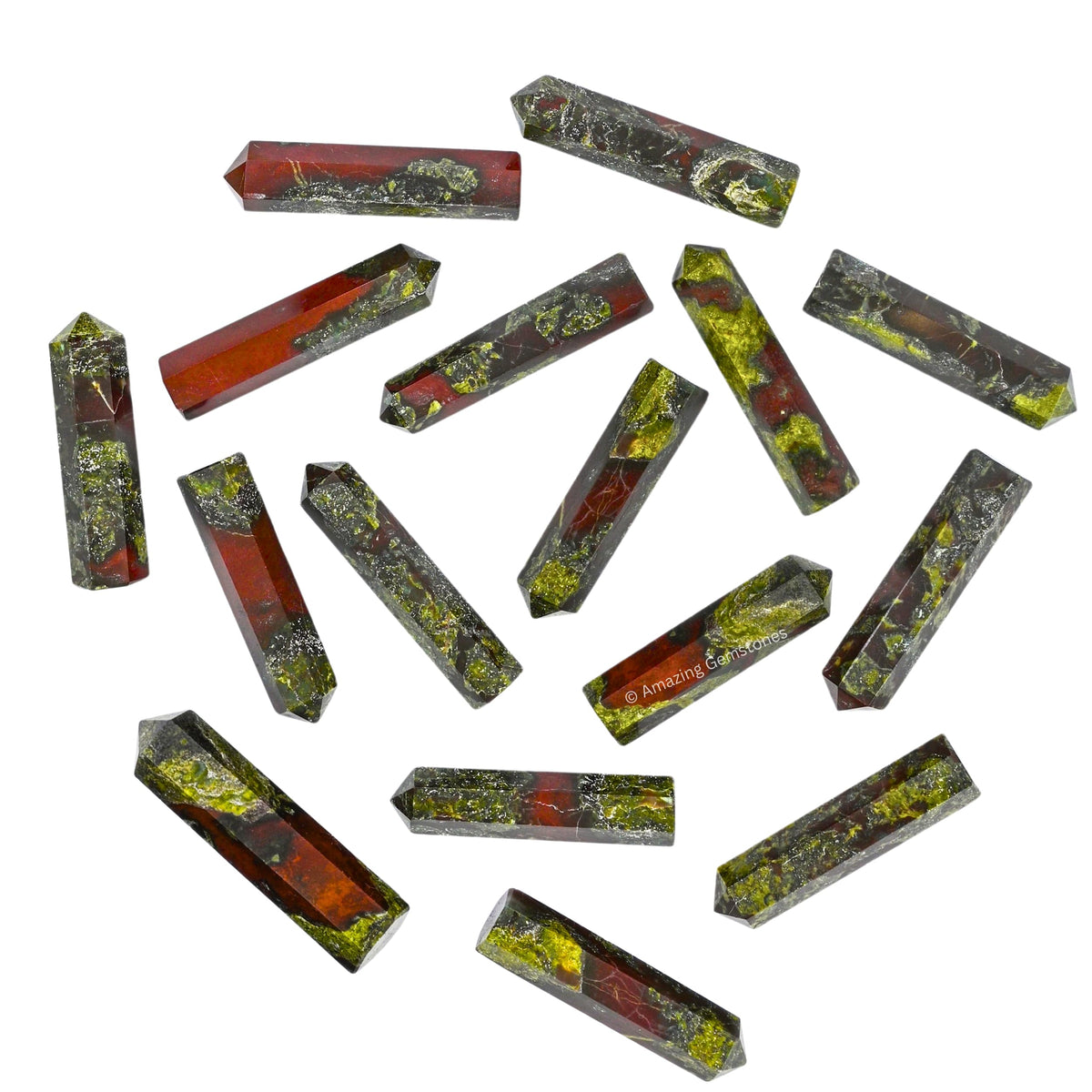 Amazing Gemstone Dragon Bloodstone Crystal Points Bulk Healing Crystals - Pack of 3 Single Terminated Healing Wand Point Bulk Crystals for Crafts, Crystal Grid, DIY Work - Premium Crystals