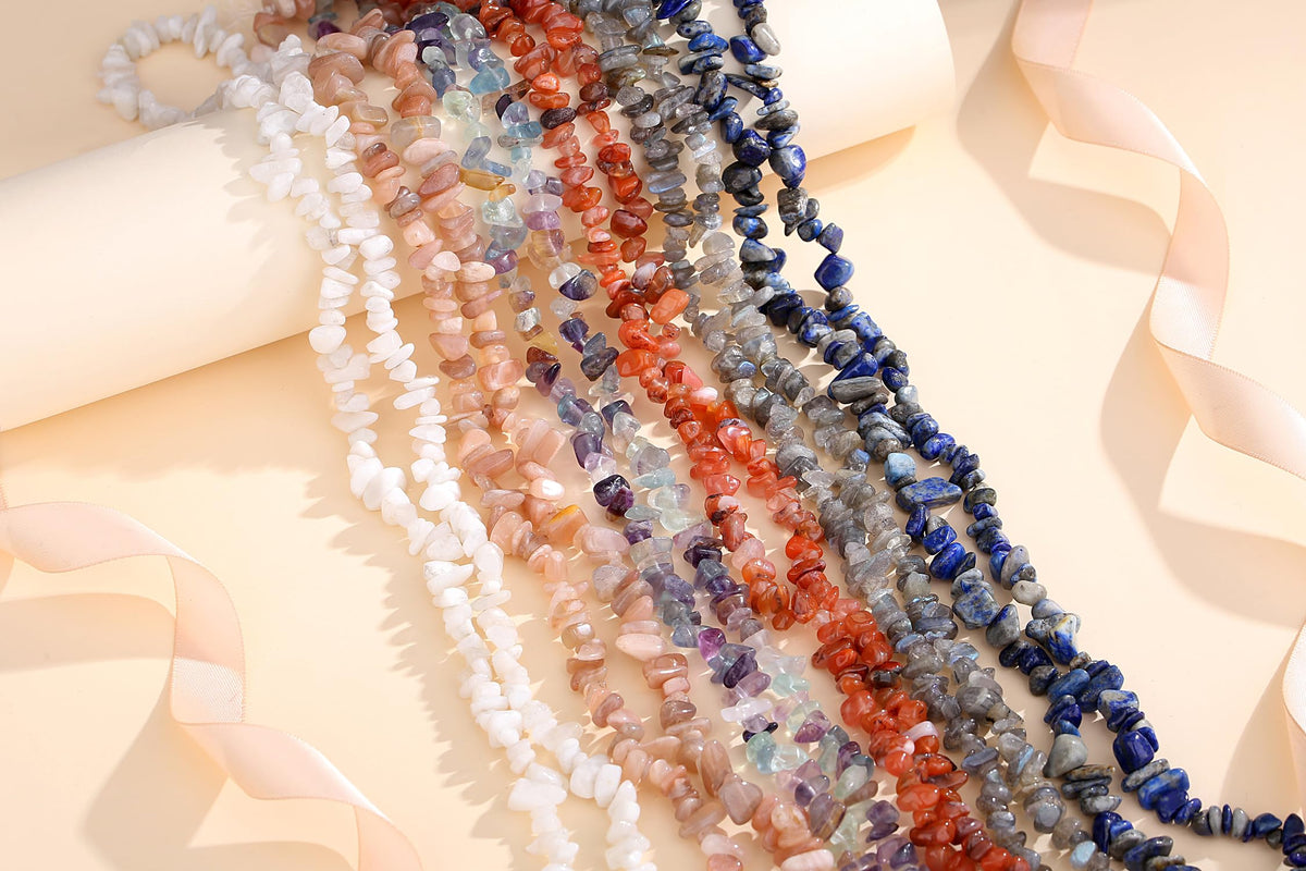 ZHIYUXI 400pcs Moonstone Beads 5-8mm Crystals Gemstones for Bracelet Making Irregular Stone Bead for Jewelry Making Natural Chips Craft 2 Strands