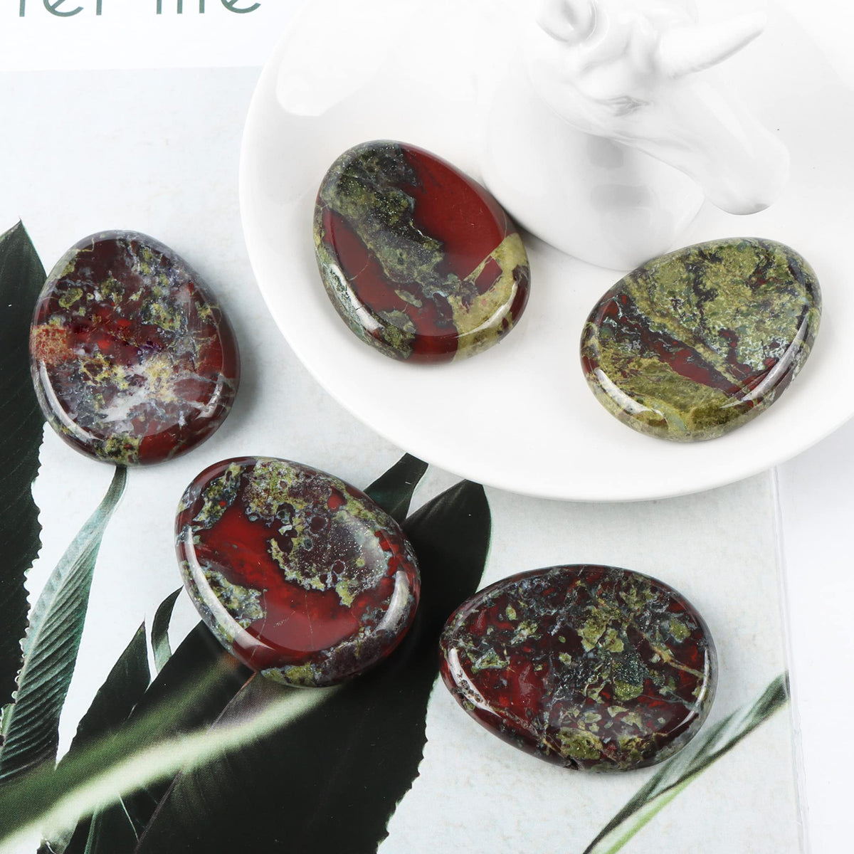 Artistone Dragon Blood Stone Crystal Thumb Worry Stone Hand Carved Healing Crystal Pocket Palm Stone for Anxiety Stress Relief, Meditation Reiki, Water Drop Shaped (Pack of 2)