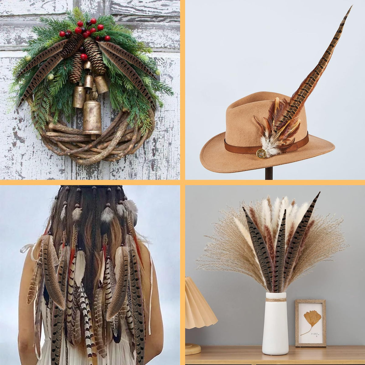 THARAHT 24pcs Male Ringneck Pheasant Tails Feathers Natural Feathers 8-10inch 20-25cm for Crafts Home Wedding Party Performance DIY Decoration Male Pheasant Feathers