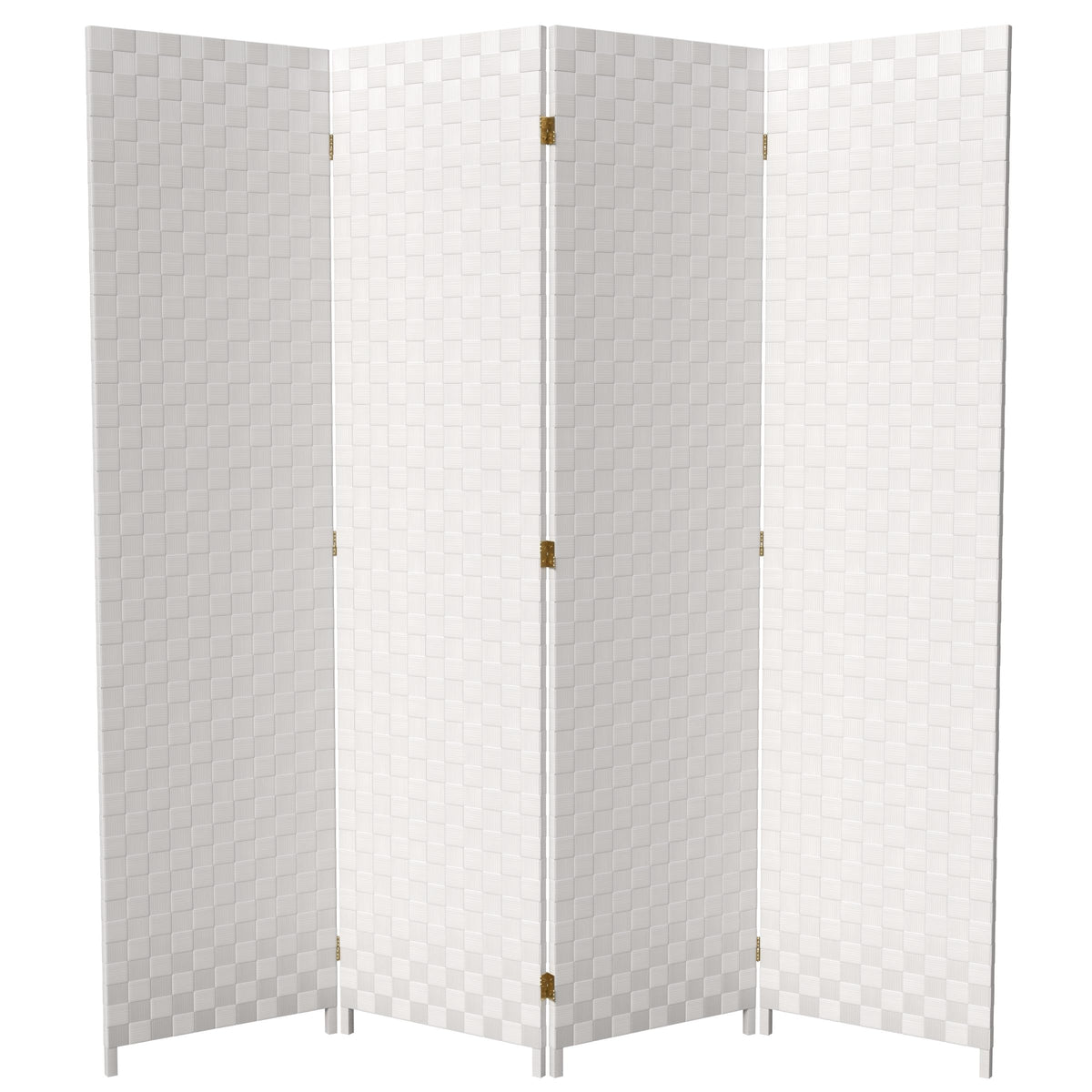 Red Lantern 6 ft. Tall Woven Fiber Outdoor All Weather Room Divider - 4 Panel - White