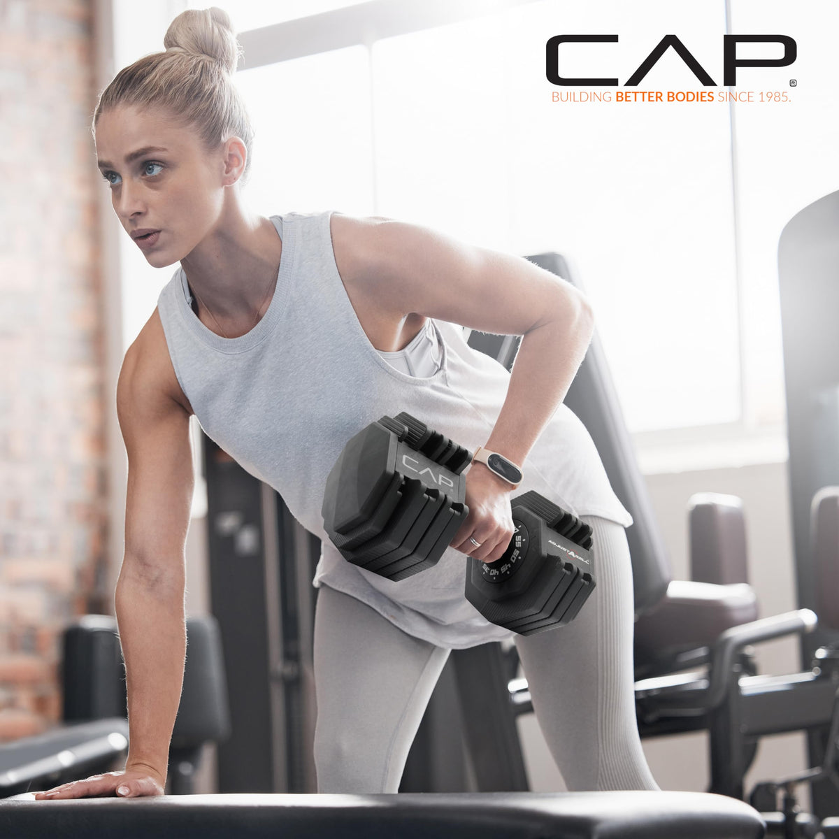 CAP Barbell 55 lb Pair of Adjustable Dumbbells with Full Rotation Chrome Handle