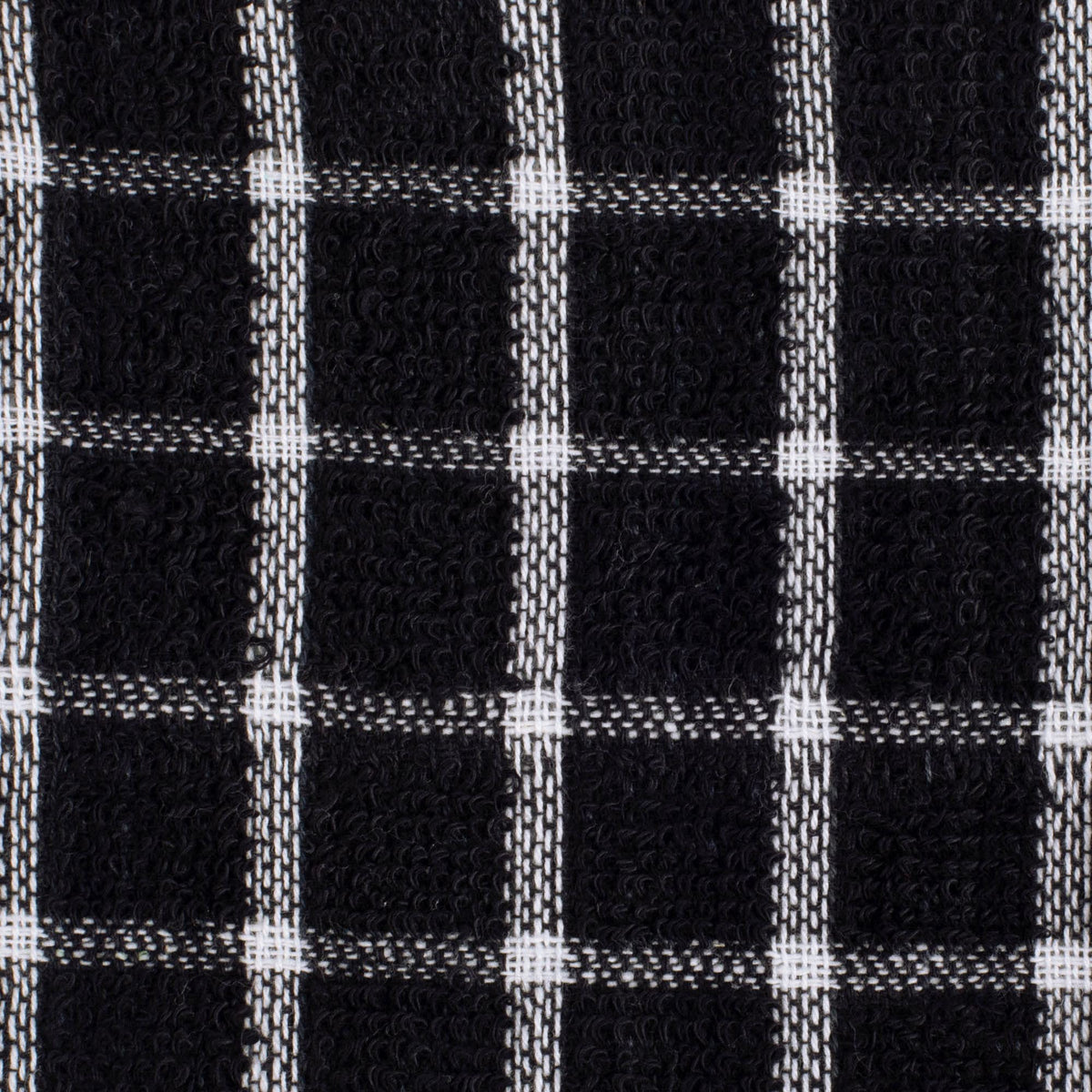 DII Basic Terry Collection Windowpane Dishcloth Set, 12x12, Black, 6 Piece