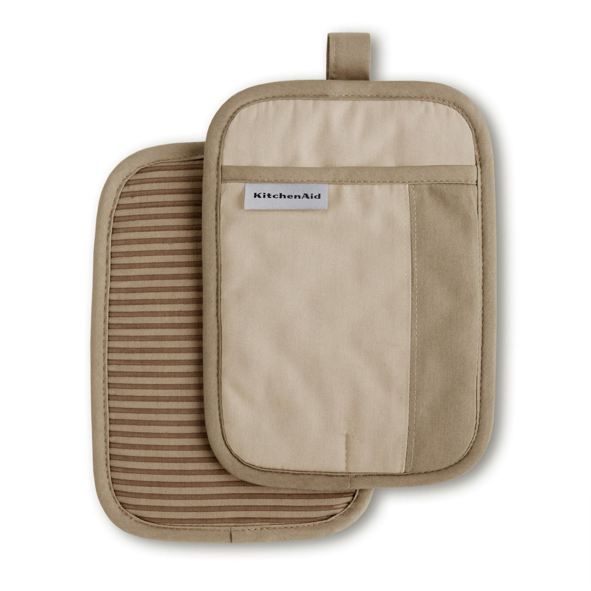 KitchenAid Beacon Two-Tone Non-Slip Pot Holder Set, Milkshake/Beige, 7"x10", 2 Piece