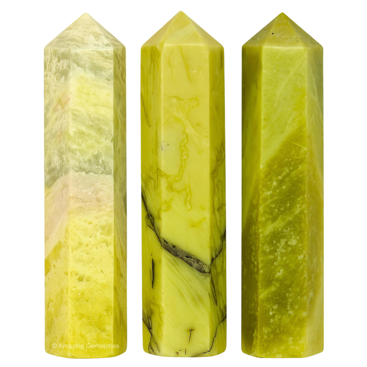 Amazing Gemstone Serpentine Crystal Points Bulk Healing Crystals - Pack of 3 Single Terminated Healing Wand Point Bulk Crystals for Crafts, Crystal Grid, DIY Work - Premium Crystals - Beginners Gifts
