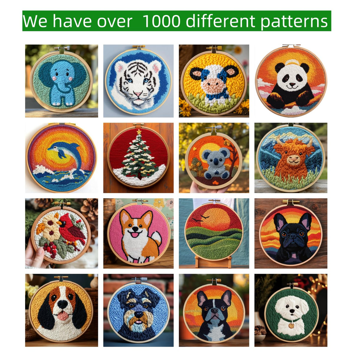 DIY Punch Needle Kits Cartoon Cute Brown Bear Embroidery Punch Needle Starter Craft with Hoop Easy for Beginners for Festival t and Decoration 20x20cm-1