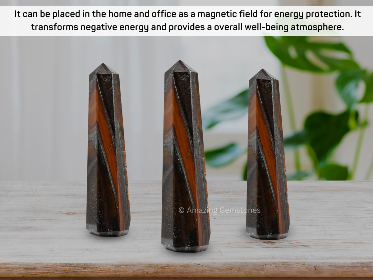 Amazing Gemstone Red Tiger Eye Crystal Towers - Natural Healing Crystal Point Obelisk for Reiki Healing and Crystal Grid (3" to 4" INCH)