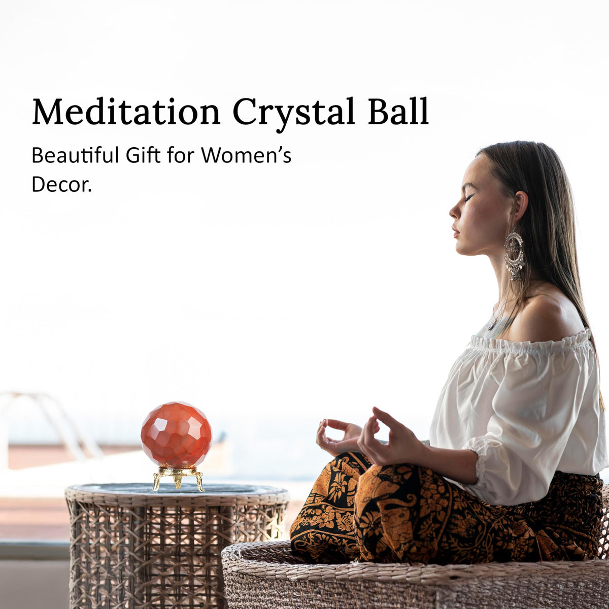 Crocon 50mm Red Jasper Diamond Cut Stone Sphere Ball with Metal Stand 1400+ Carats Gemstone Ball Healing Ornament Rock Sphere Sculpture Figurine for Fengshui Divination Crystal Home Decor Photography
