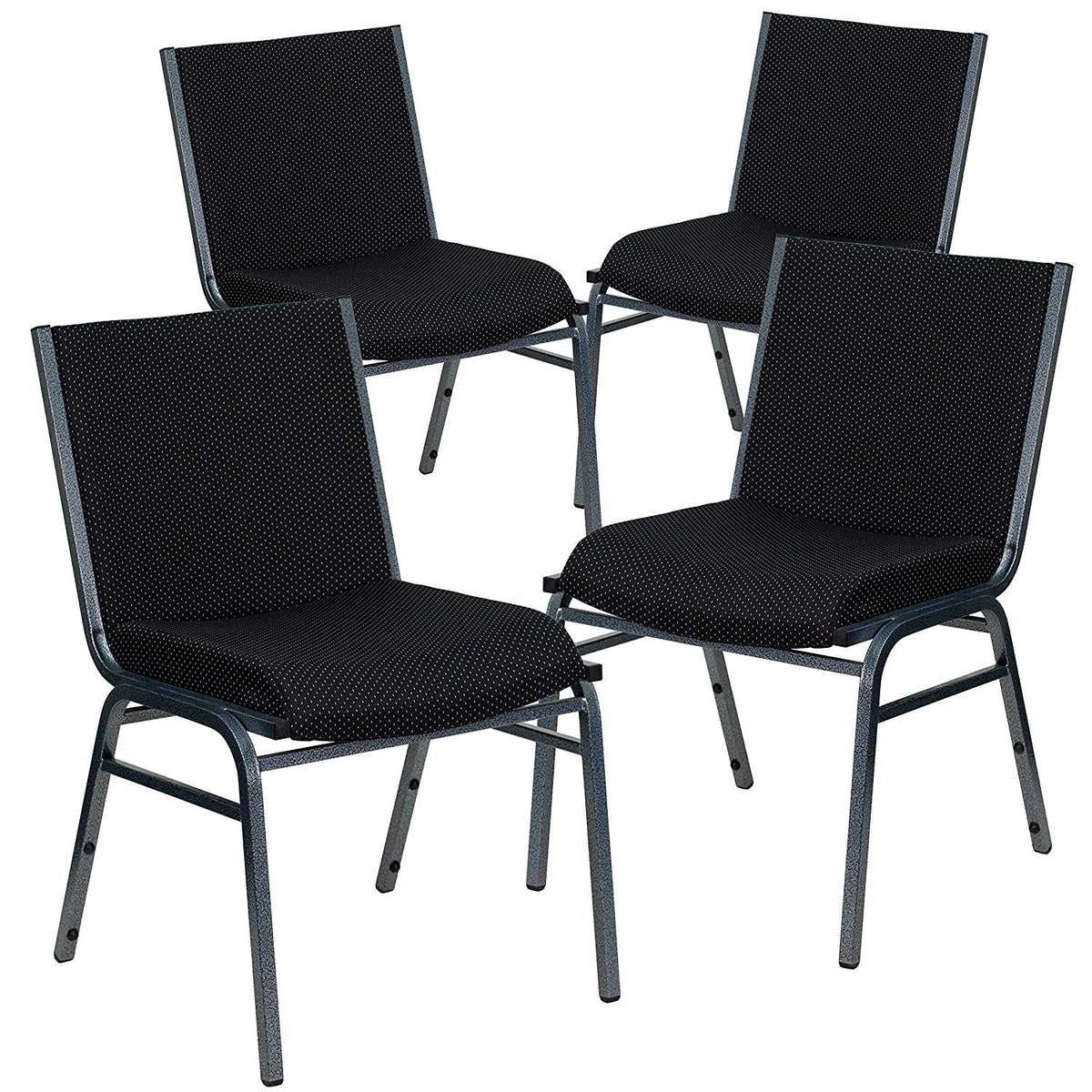 Flash Furniture 4 Pack HERCULES Series Heavy Duty Black Dot Fabric Stack Chair