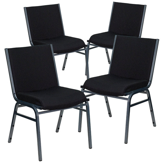 Flash Furniture 4 Pack HERCULES Series Heavy Duty Black Dot Fabric Stack Chair