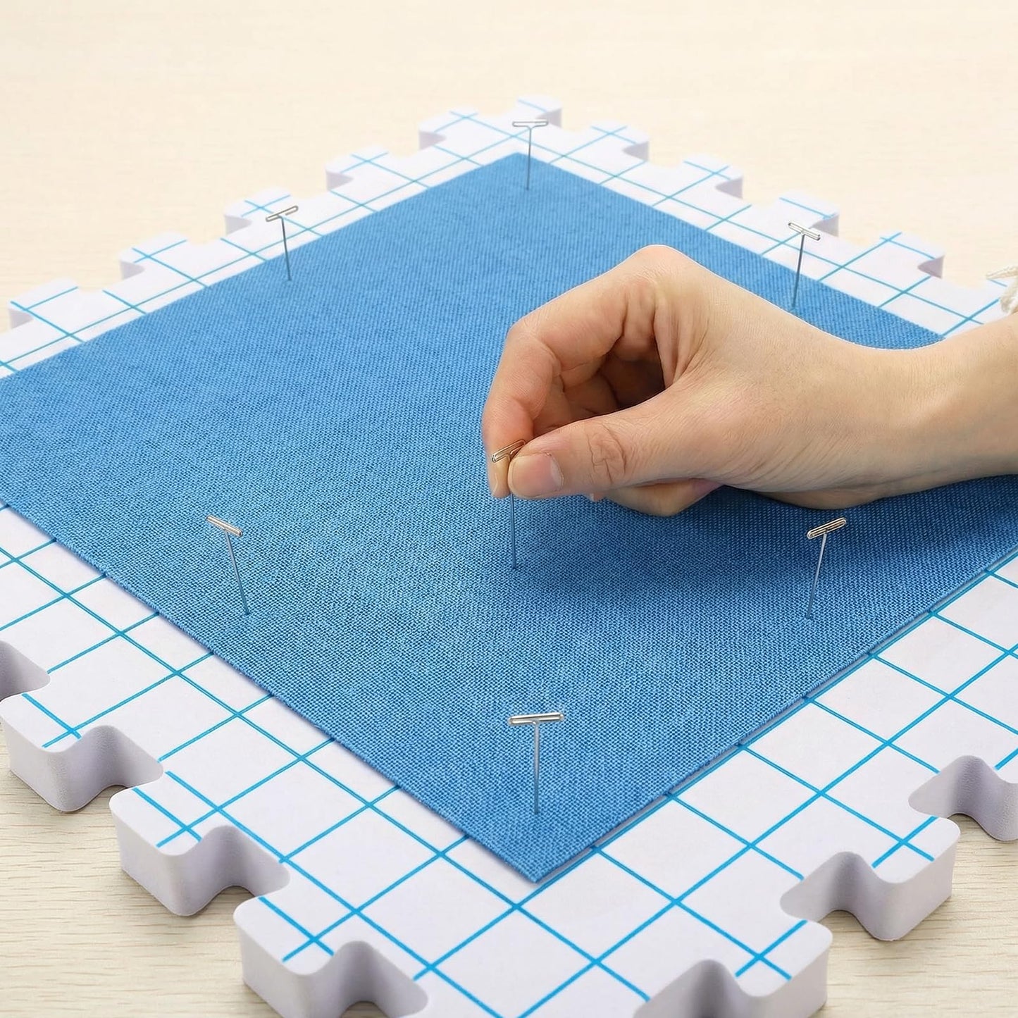 Suwimut 9 Pack Blocking Mats for Knitting & Crochet Projects, 12" x 12" Interlocking Blocking Boards, 0.75" Extra Thick Aligned Grid Knitting Mats with 100 T Pins and Storage Bag