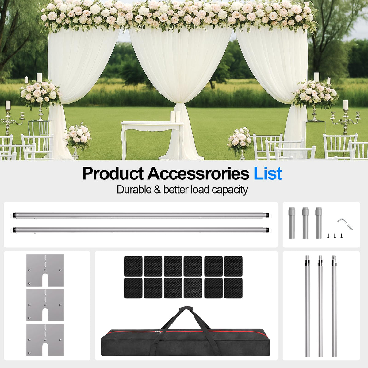 GLOSHOOTING Heavy Duty Backdrop Stand 8.9x20ft, Pipe and Drape Backdrop Stand Kit, Adjustable Metal Frame, Background Stand Backdrop for Wedding Photography Birthday Party Decorations