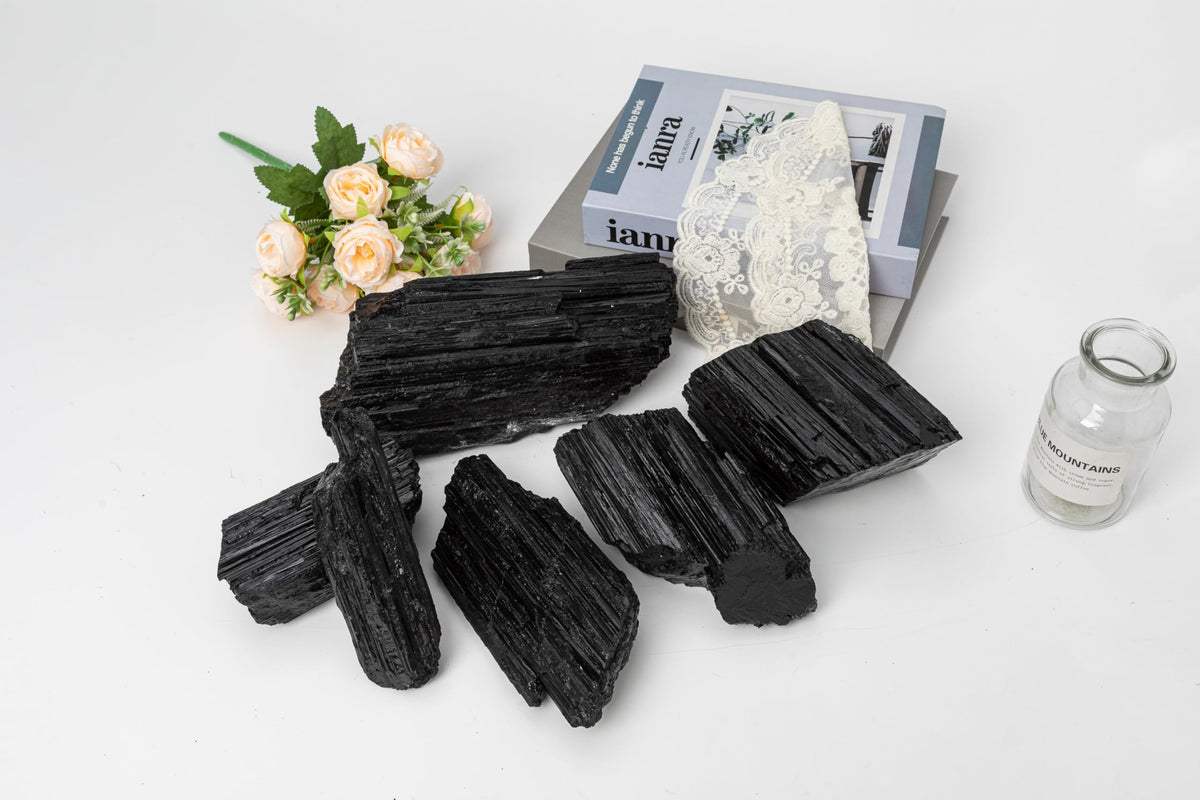 SMOHEAL Large Raw Black Tourmaline Crystal Natural Rough Stone Healing Crystals for Meditation Reiki Energy Decoration 2-3lbs