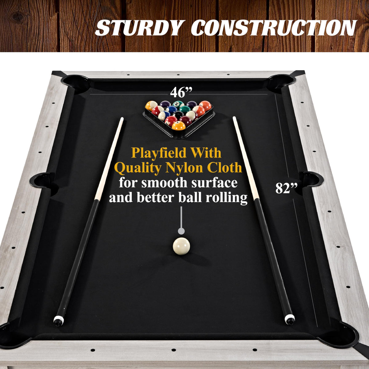 Barrington Billiards Monteray 7’ Drop Pocket Pool Table, 3-in-1 Dining Top & Table Tennis with Game Accessories & Rolling Storage Caddy, Perfect for Family Game Rooms