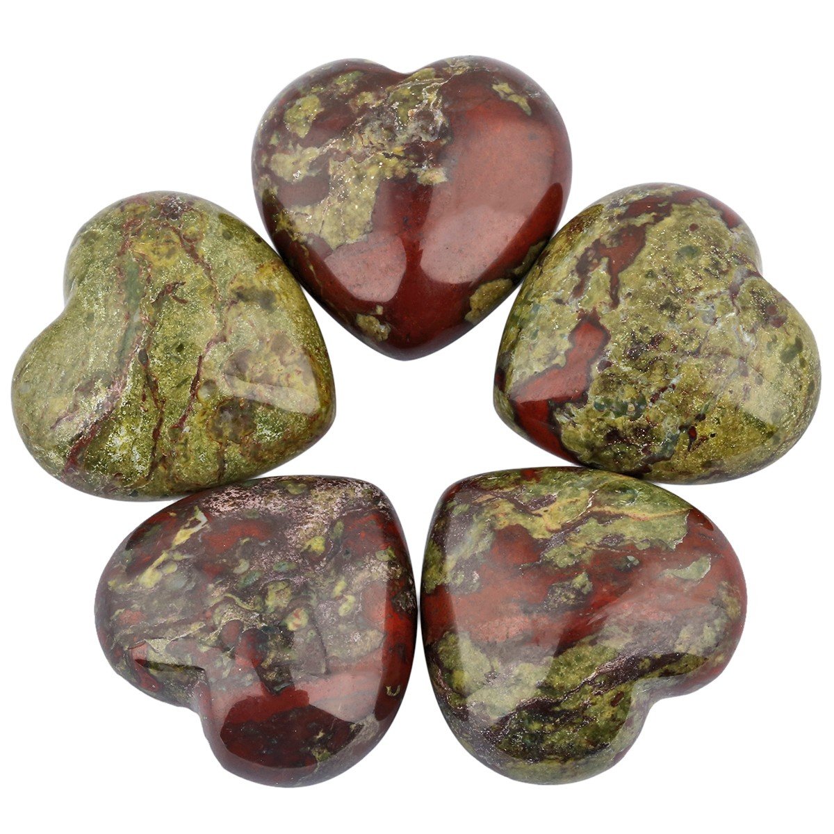 rockcloud Healing Crystal 0.8 inch Dragons Blood Heart Love Carved Palm Worry Stone Chakra Reiki Balancing Mini Size(Pack of 4)