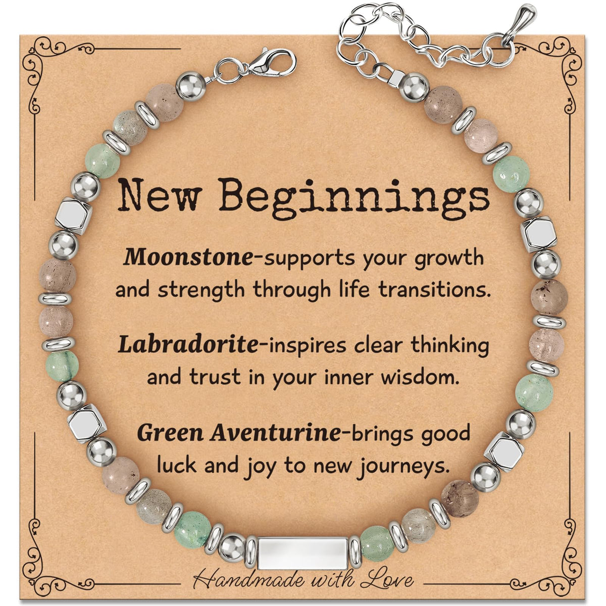 ZOKCC Natural Healing Crystal Bracelet for Women: Empath Protection Triple Protection Anxiety Relief New Beginnings Good Luck Bracelet Spiritual Gifts for Women Friends Sister Mom Daughter Coworkers