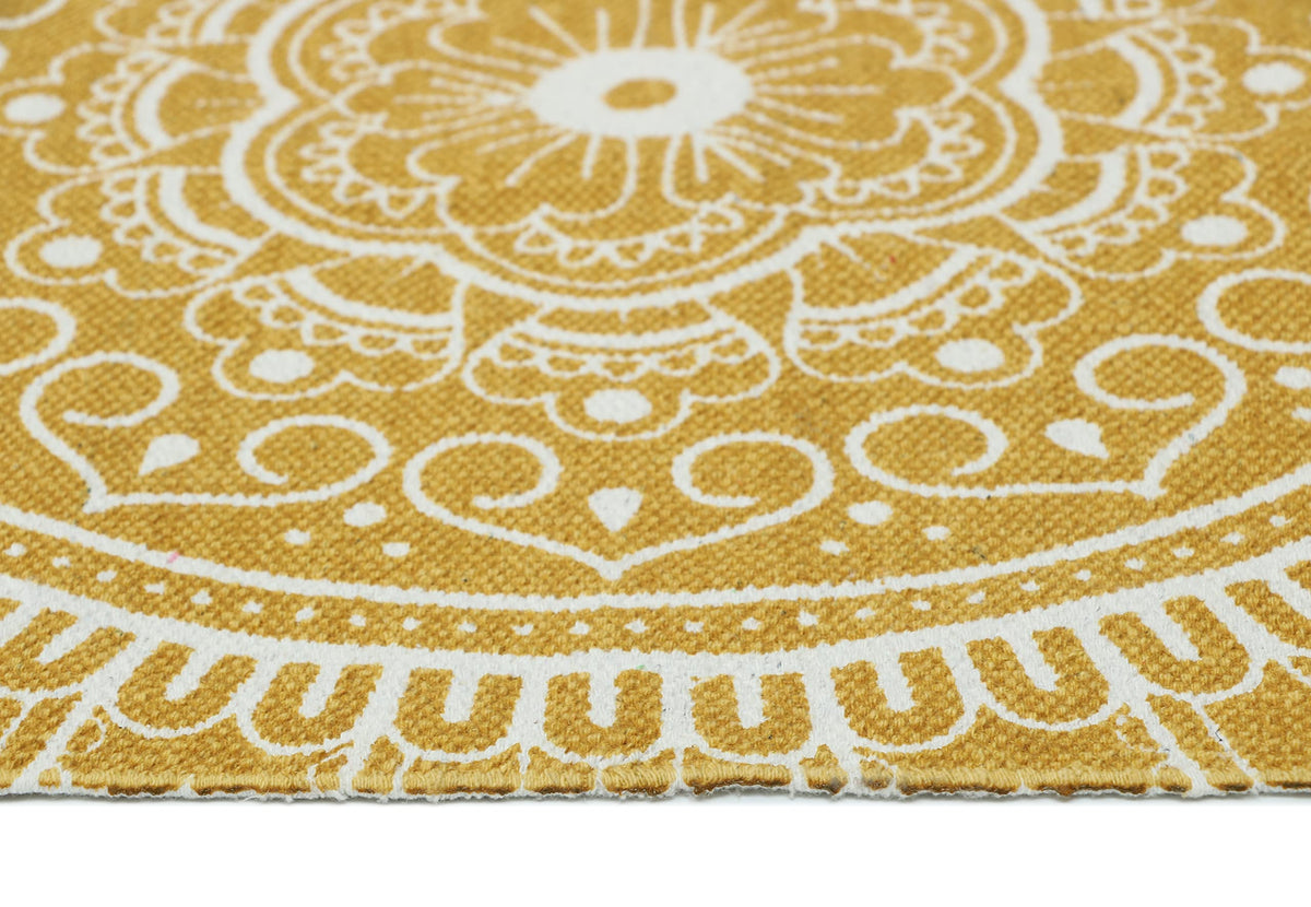 The Home Talk Yoga Mat, 100% Organic Foldable Thick Mat for Travel, Yoga Mat for Exercise with Carry Strap, Skid Free Yoga Block for Pilates, Training Mats Cotton Weave, 24"x72" - Yellow