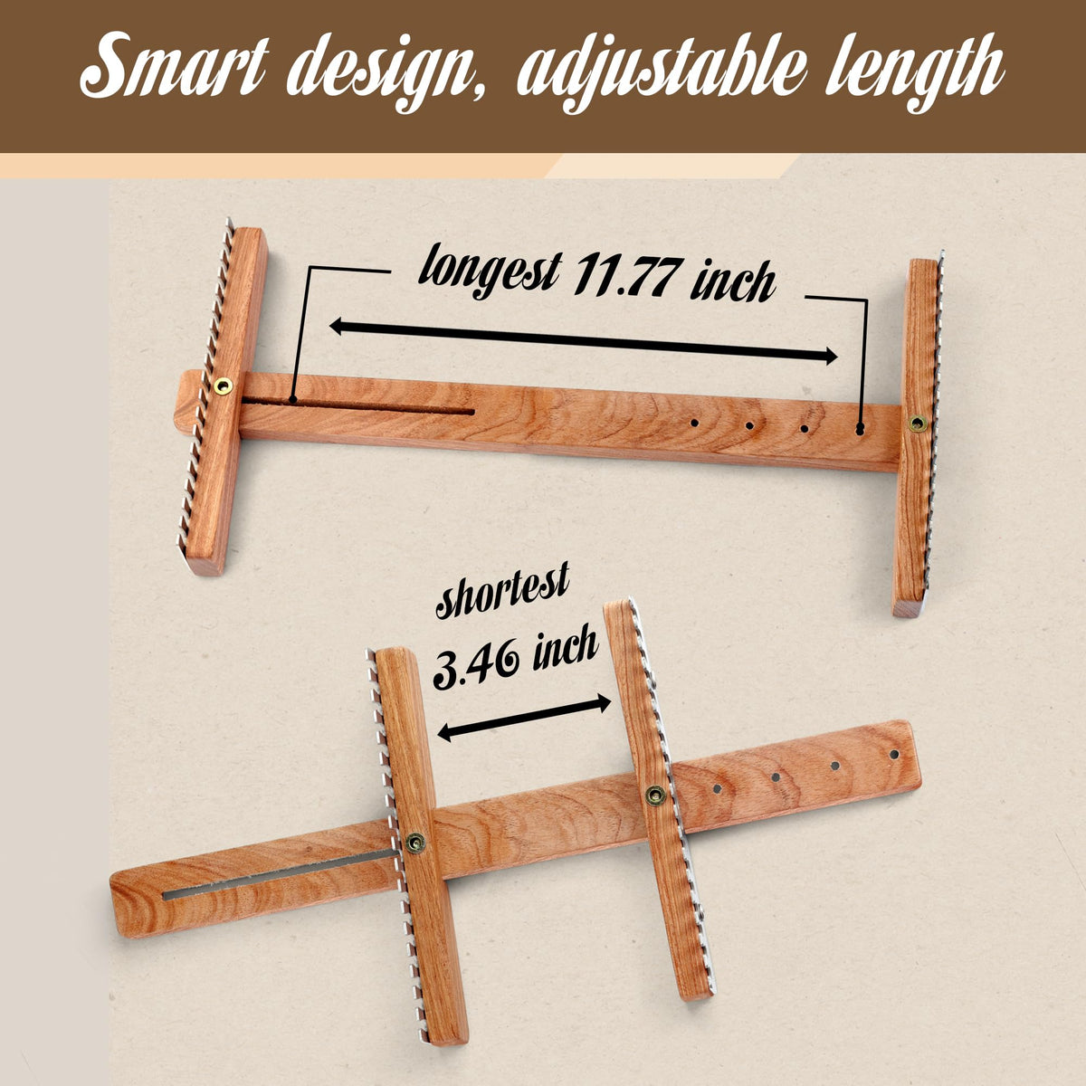 Savina Adjustable Tapestry Weaving Loom, Small Expandable 3.5in to 11.8in, Wooden Frame for Weaving Yarn, Art Projects, Ideal for Beginners & Advanced.
