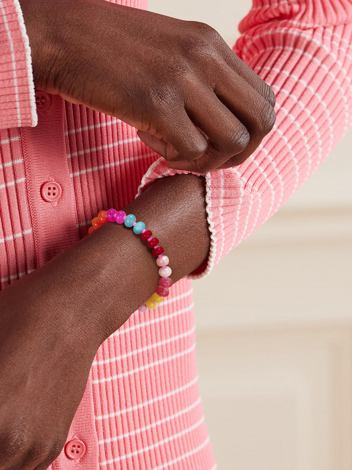 Badu Gemstone Beaded Bracelet for Women Colorful Natural Stone Freshwater Pearl Surfer Beach Rainbow Bracelet Jewelry Gift