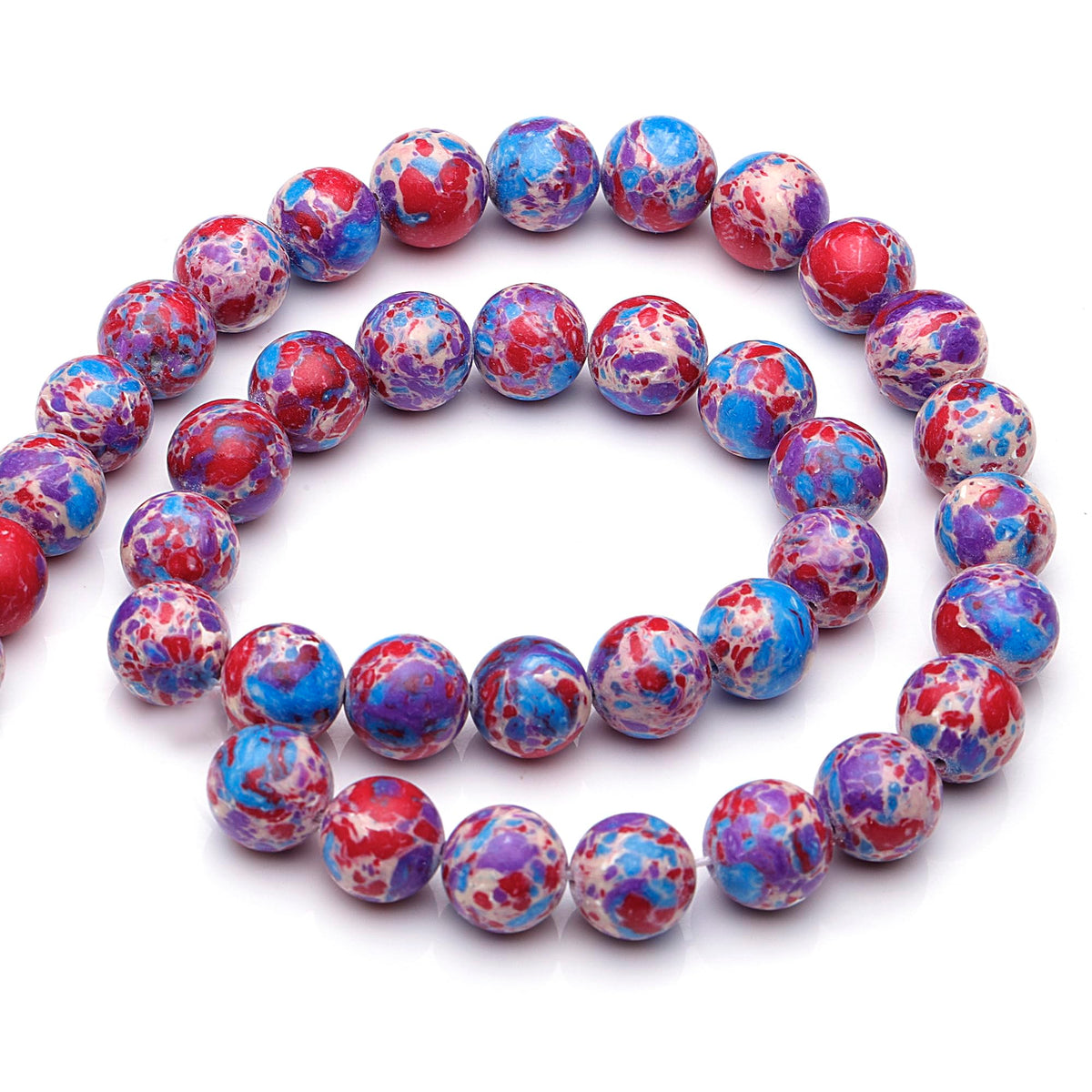 Youngbling Natural Gemstone Beads for Jewelry Making,8mm Blue-Purple Imperial Jasper Polished Round Smooth Stone Beads for Bracelet Necklace 15 Inch