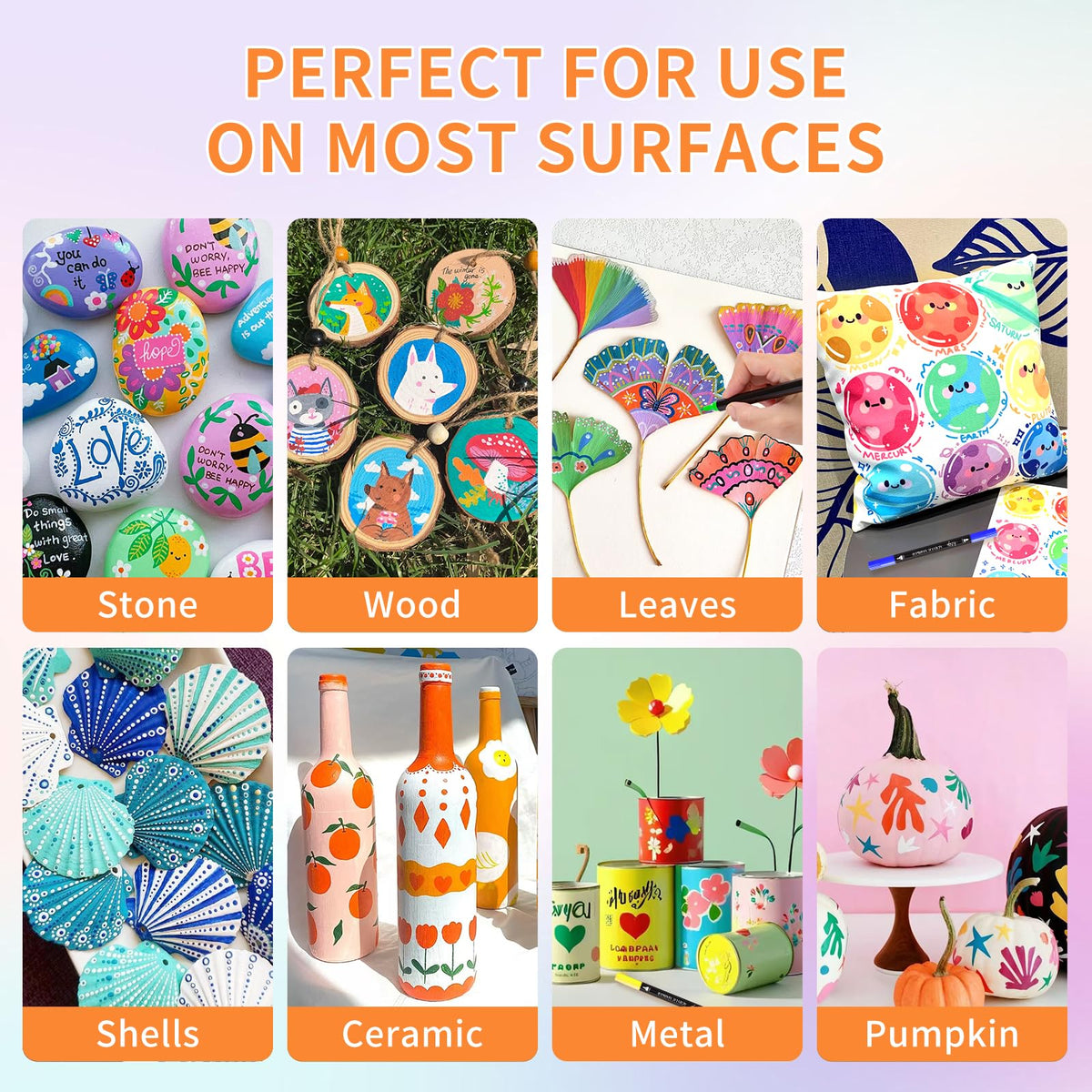 Artugn 60 Colors Acrylic Paint Pens, Dual Tip Pens With Fine Tip and Brush Tip for Rock Painting, Ceramic, Wood, Plastic, Calligraphy, Scrapbooking, Brush Lettering, Card Making, DIY Crafts