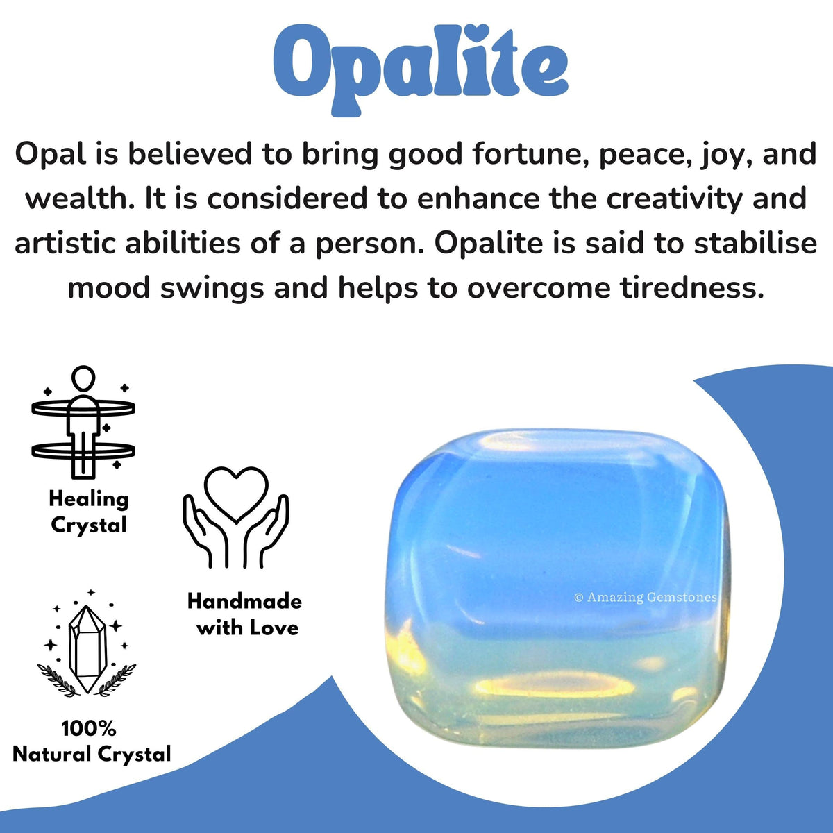 Amazing Gemstone Opalite Crystals&Healing Stones Tumbled - 1 oz Opalite Stone Gem Stones, Healing Stones for Energy Balance, Stress Relief - Premium Polished Gems Rocks for Meditation & Wellness